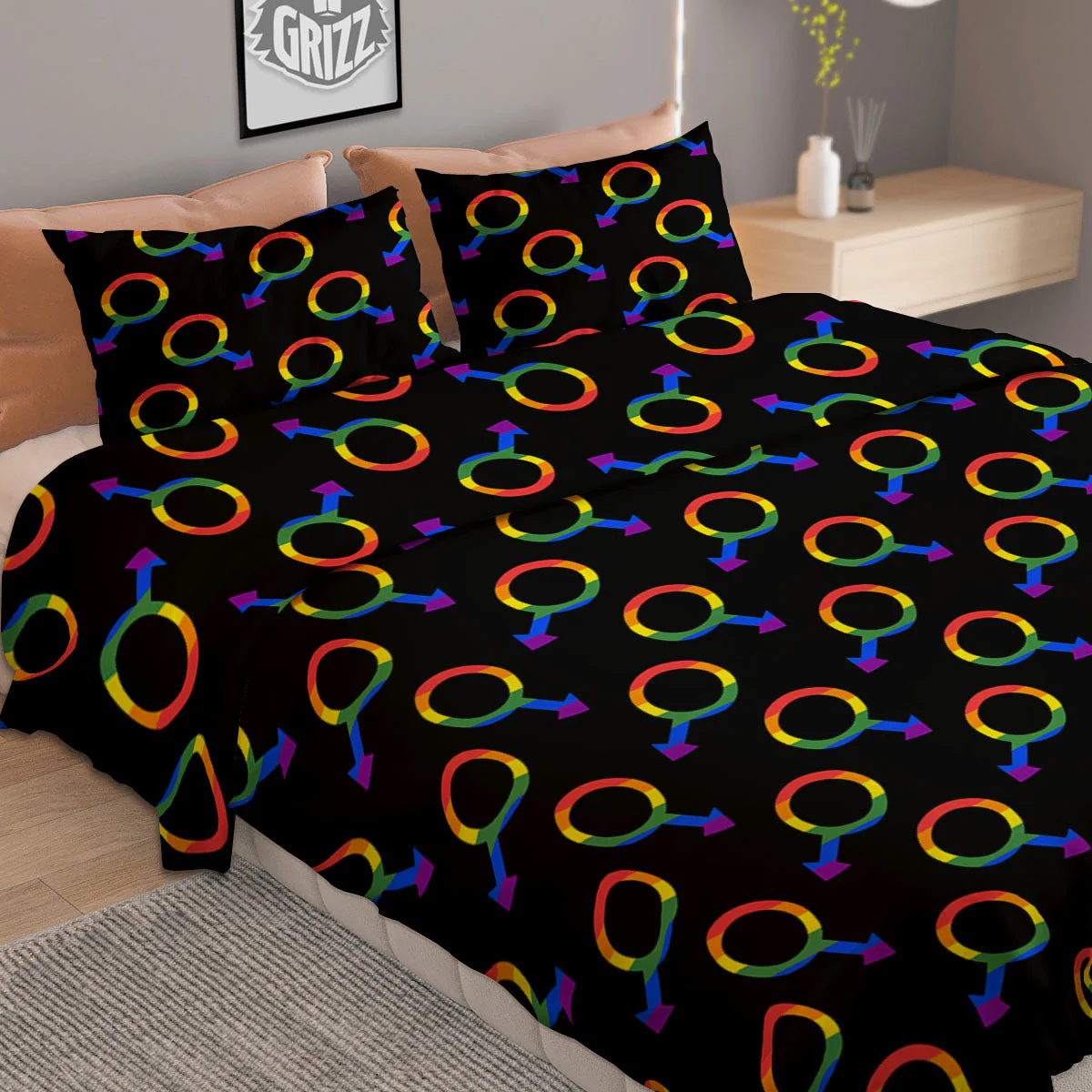 Gender Symbol Gay Pride Print Pattern Duvet Cover Bedding Set - Image 2