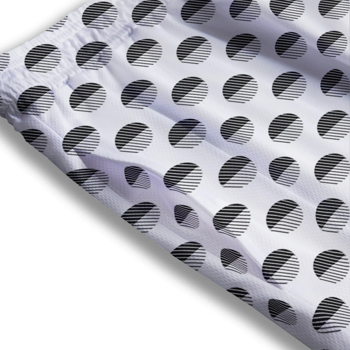 Geometric Black And White Polka Dots Print Pattern Mesh Shorts - Image 3