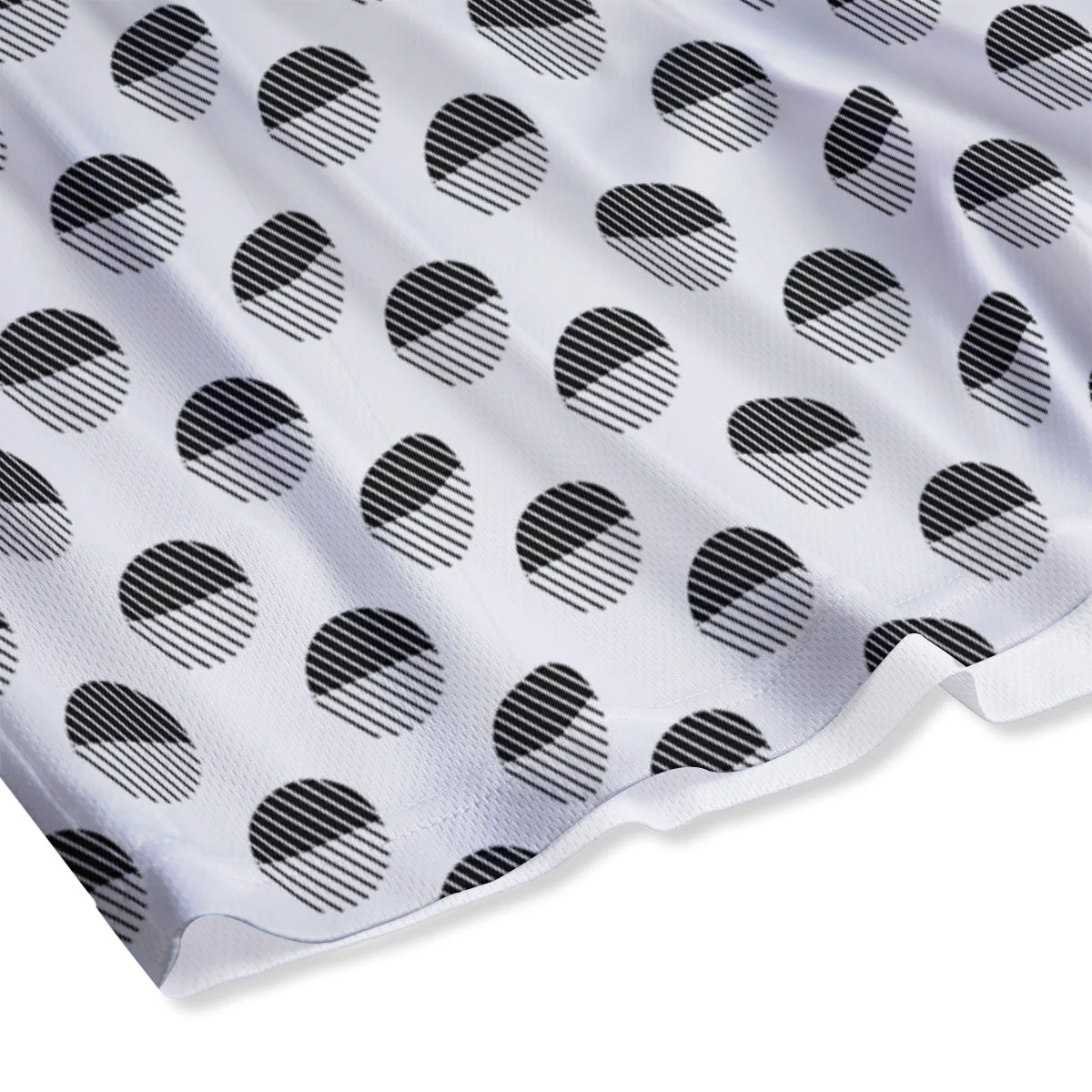 Geometric Black And White Polka Dots Print Pattern Mesh Shorts - Image 4