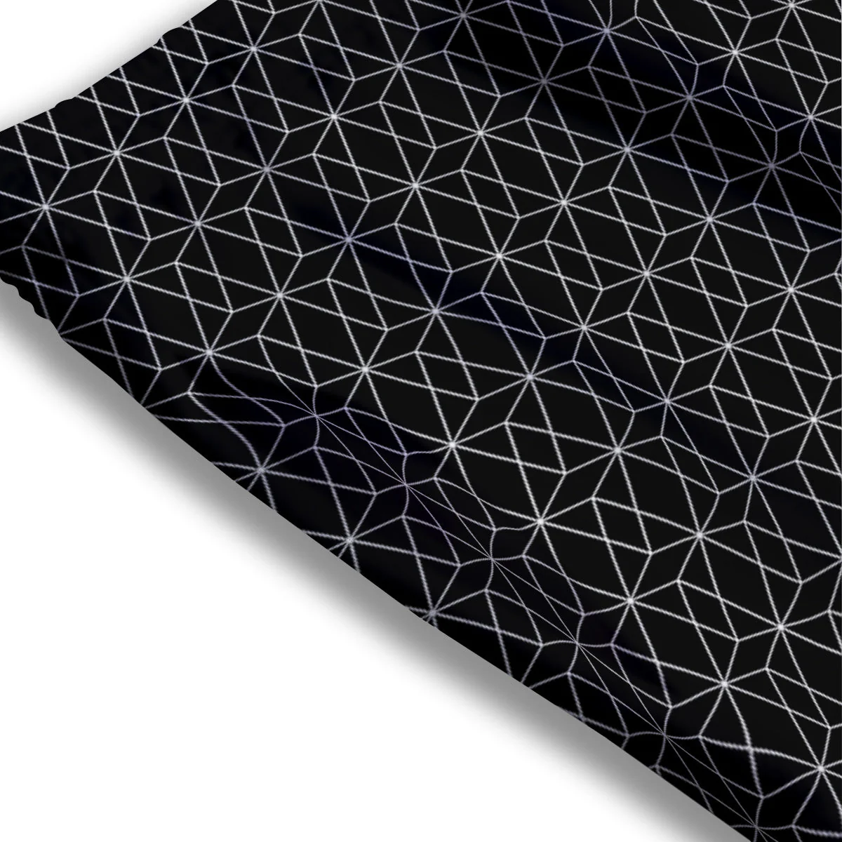 Geometric Black Polygonal Print Mesh Shorts - Image 3