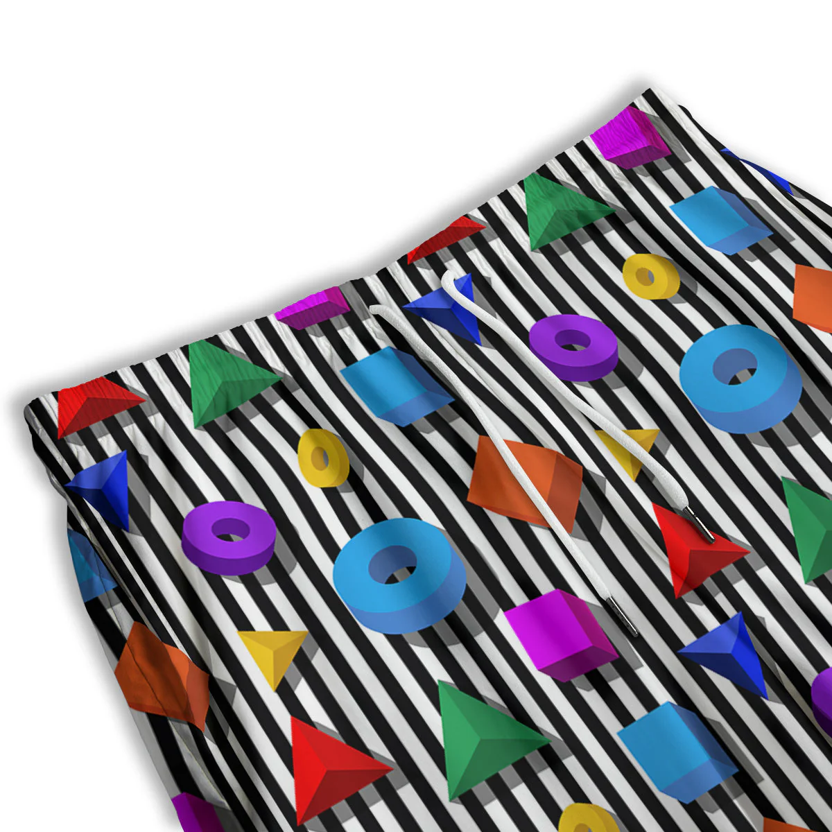 Geometric Colorful Striped Print Pattern Men's Athletic Shorts - Image 3