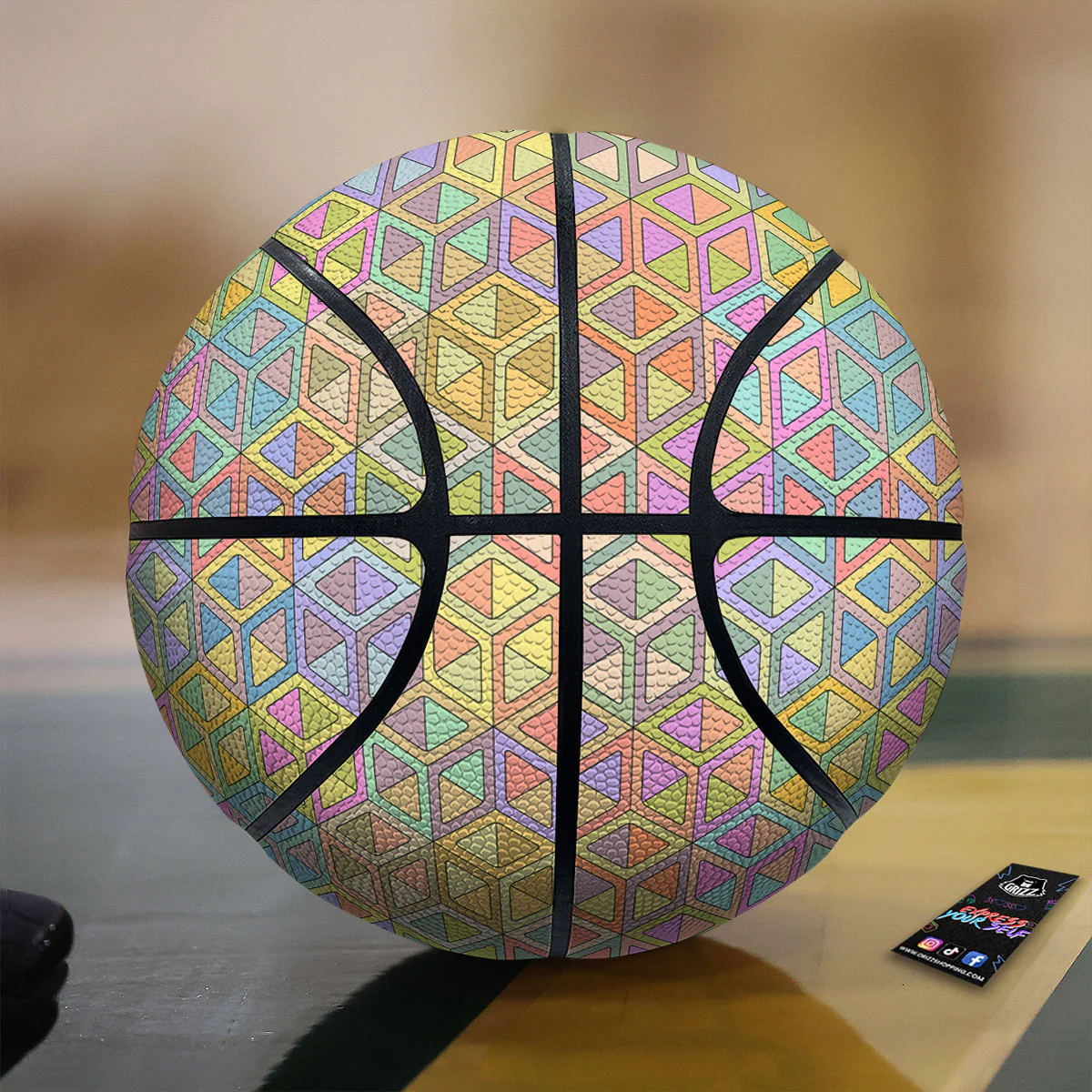 Geometric Cubic Pastel Print Basketball