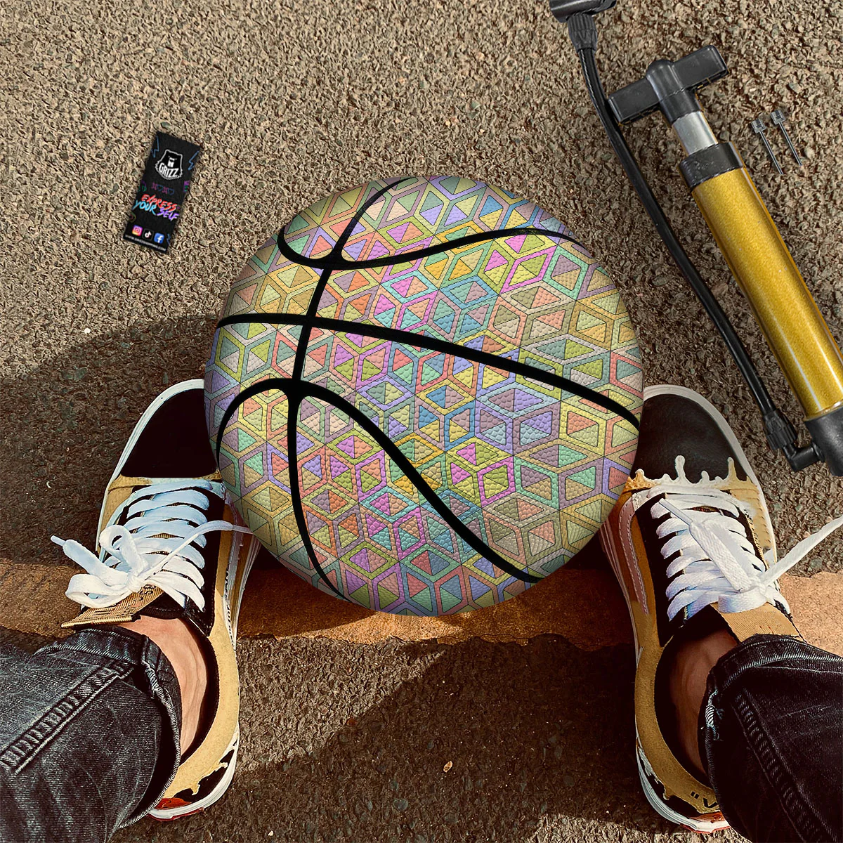 Geometric Cubic Pastel Print Basketball - Image 2