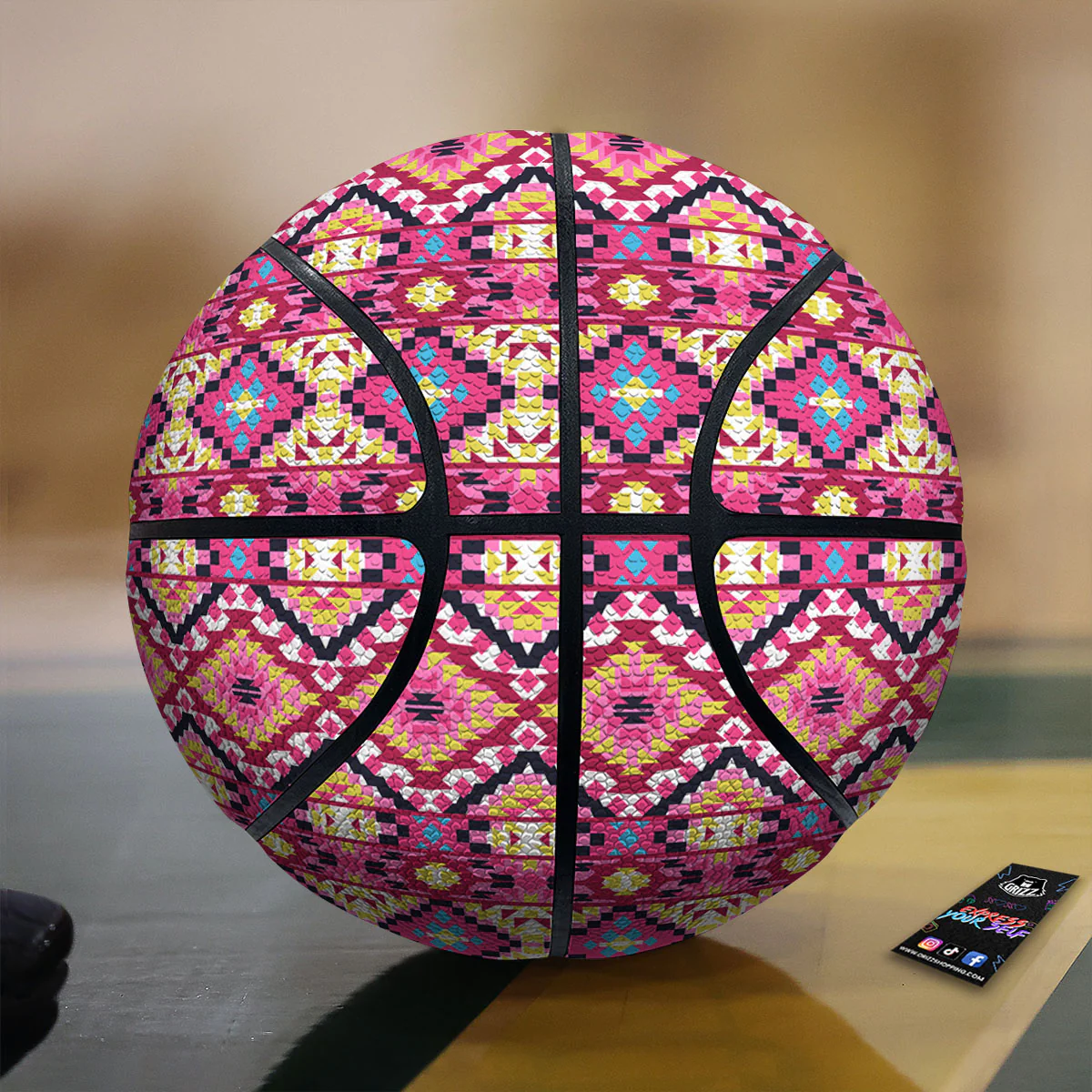 Geometric Ethnic Pink Aztec Print Pattern Basketball
