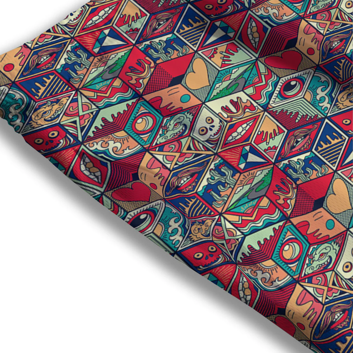 Geometric Hexagon Vintage Print Pattern Mesh Shorts - Image 3