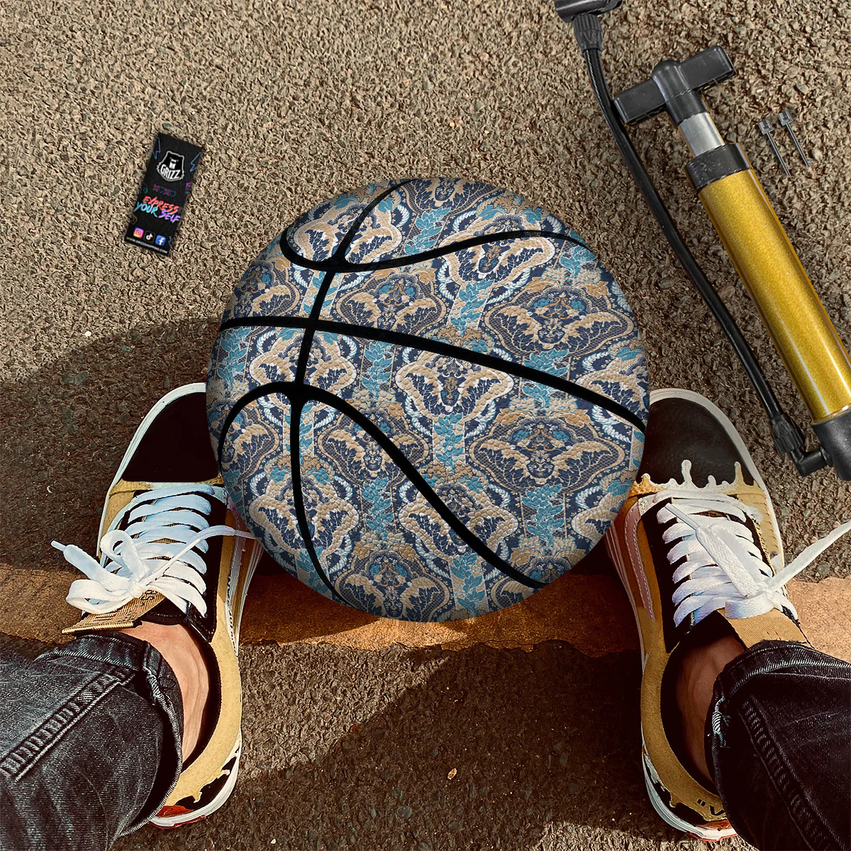 Geometric  Indian Ornamental Print Pattern Basketball - Image 2