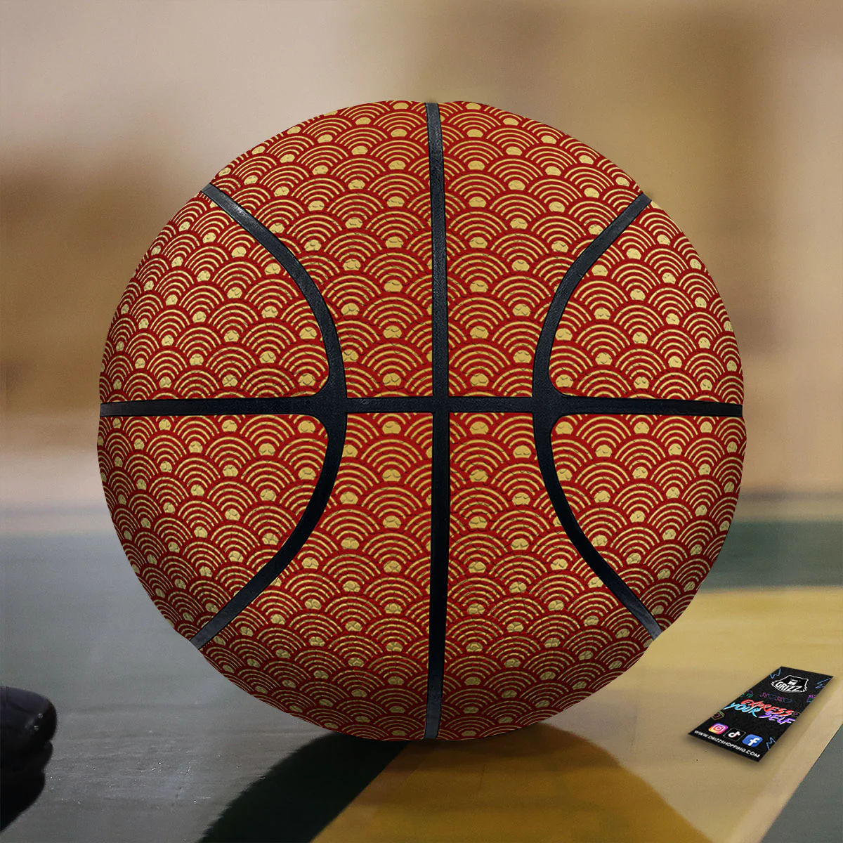 Geometric Japanese Print Pattern Basketball