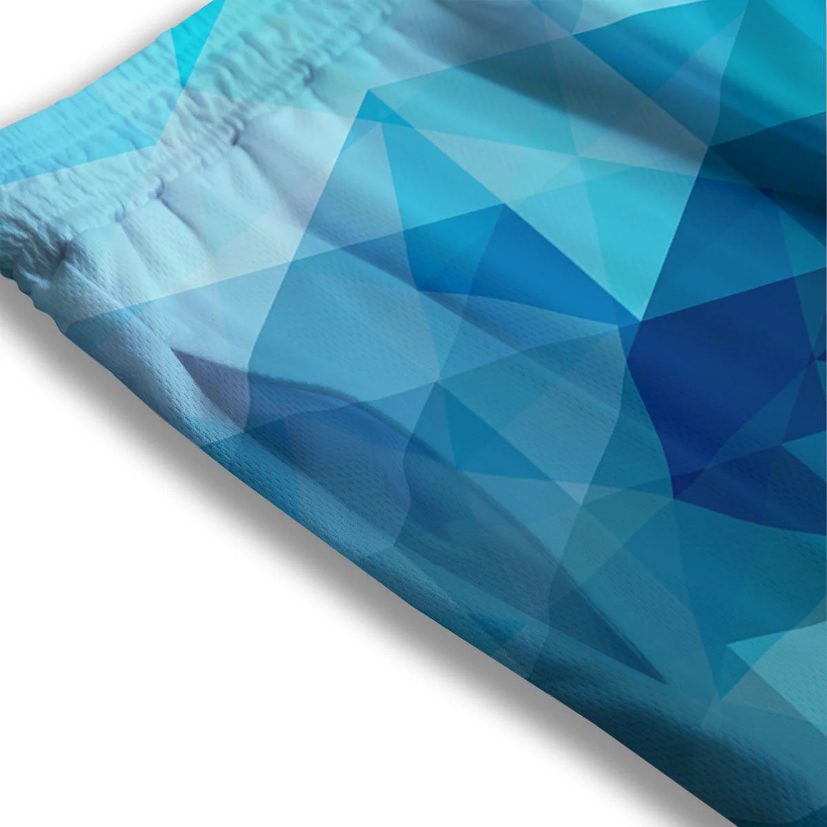 Geometric Mosaic Blue Print Mesh Shorts - Image 3