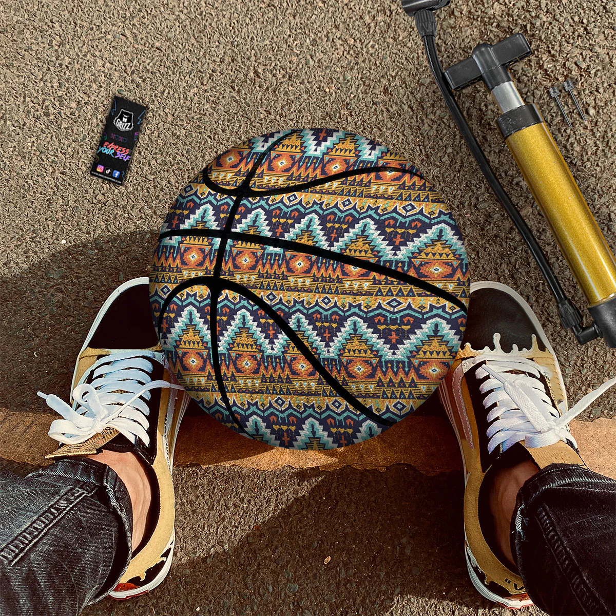 Geometric Navajo Print Pattern Basketball - Image 2