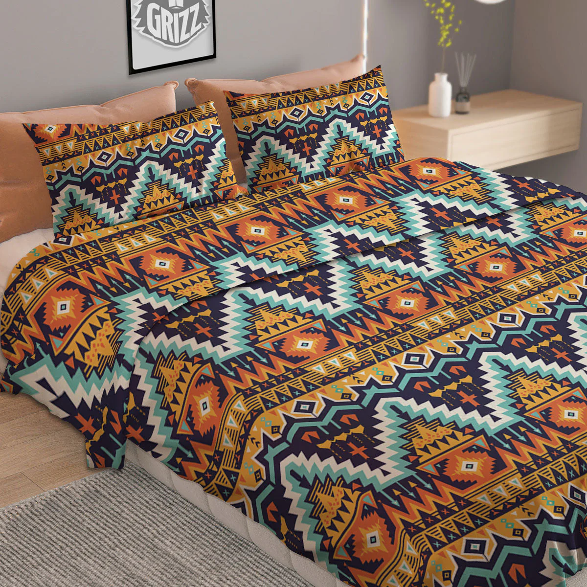 Geometric Navajo Print Pattern Duvet Cover Bedding Set - Image 2