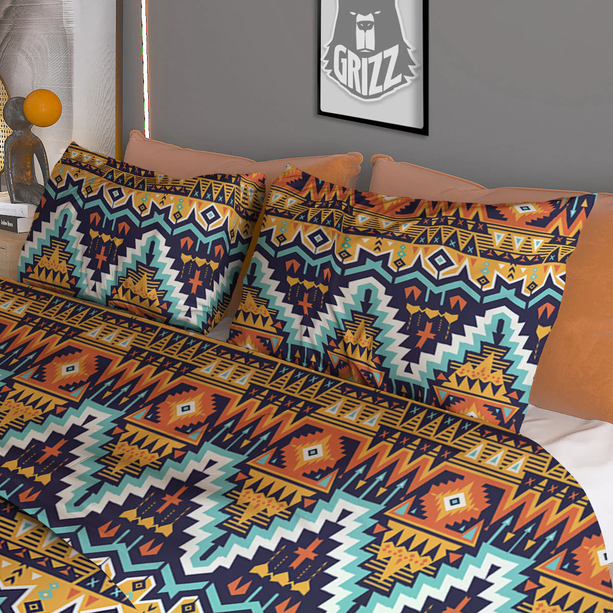 Geometric Navajo Print Pattern Duvet Cover Bedding Set - Image 3