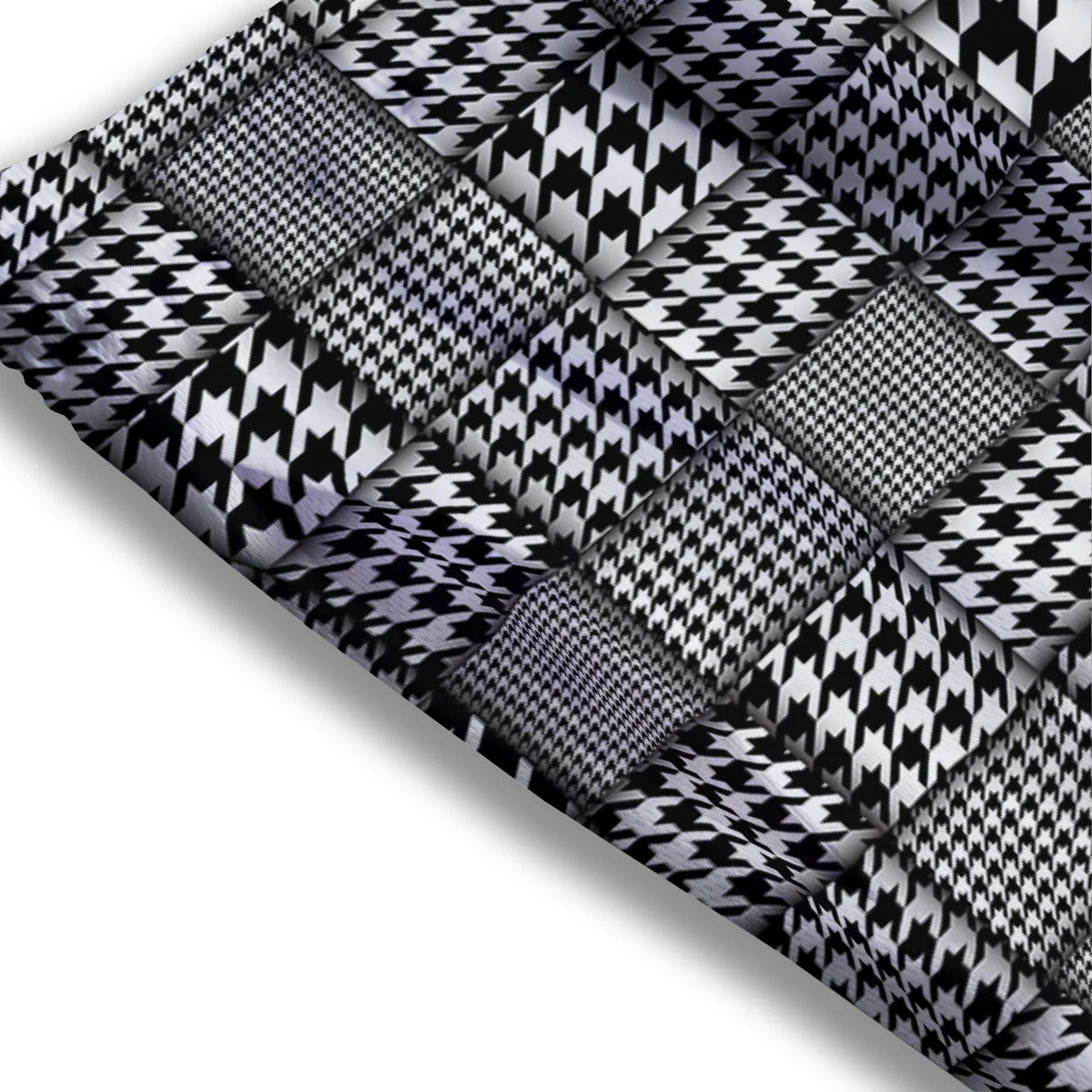 Geometric Patchwork Houndstooth Print Pattern Mesh Shorts - Image 3