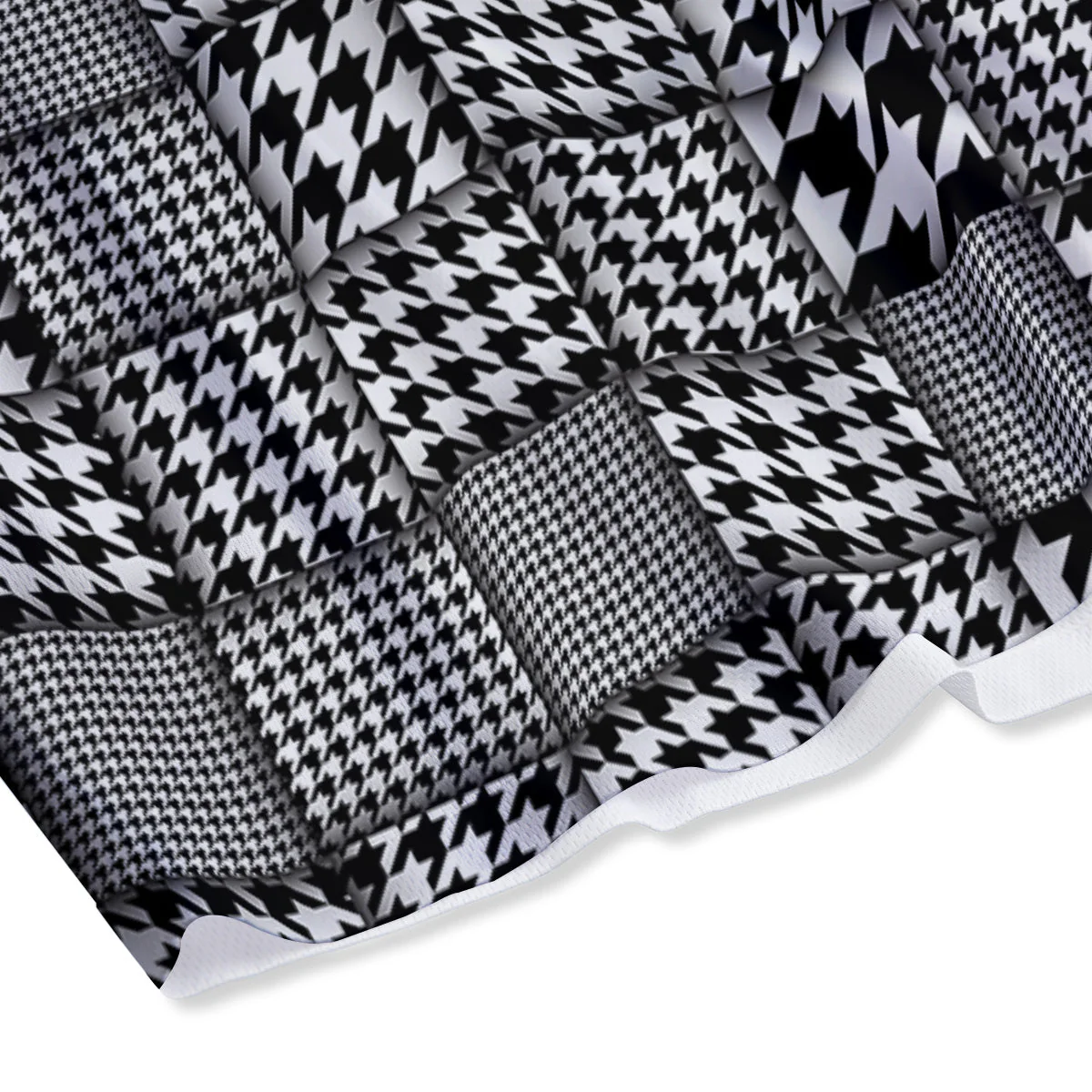 Geometric Patchwork Houndstooth Print Pattern Mesh Shorts - Image 4