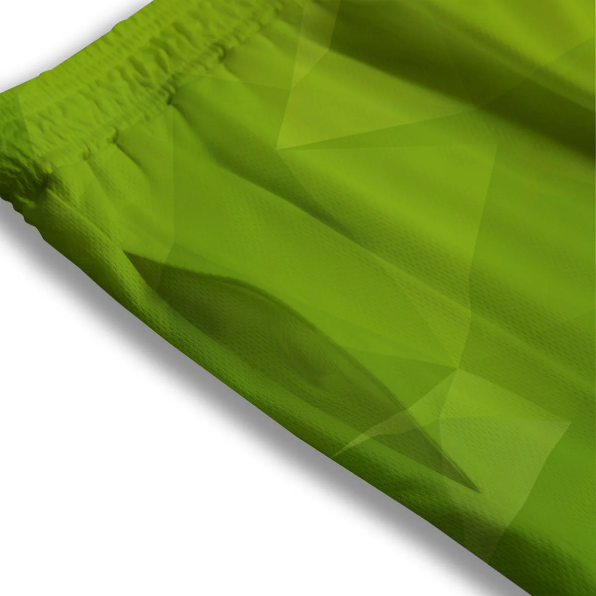 Geometric Polygonal Green Print Mesh Shorts - Image 3