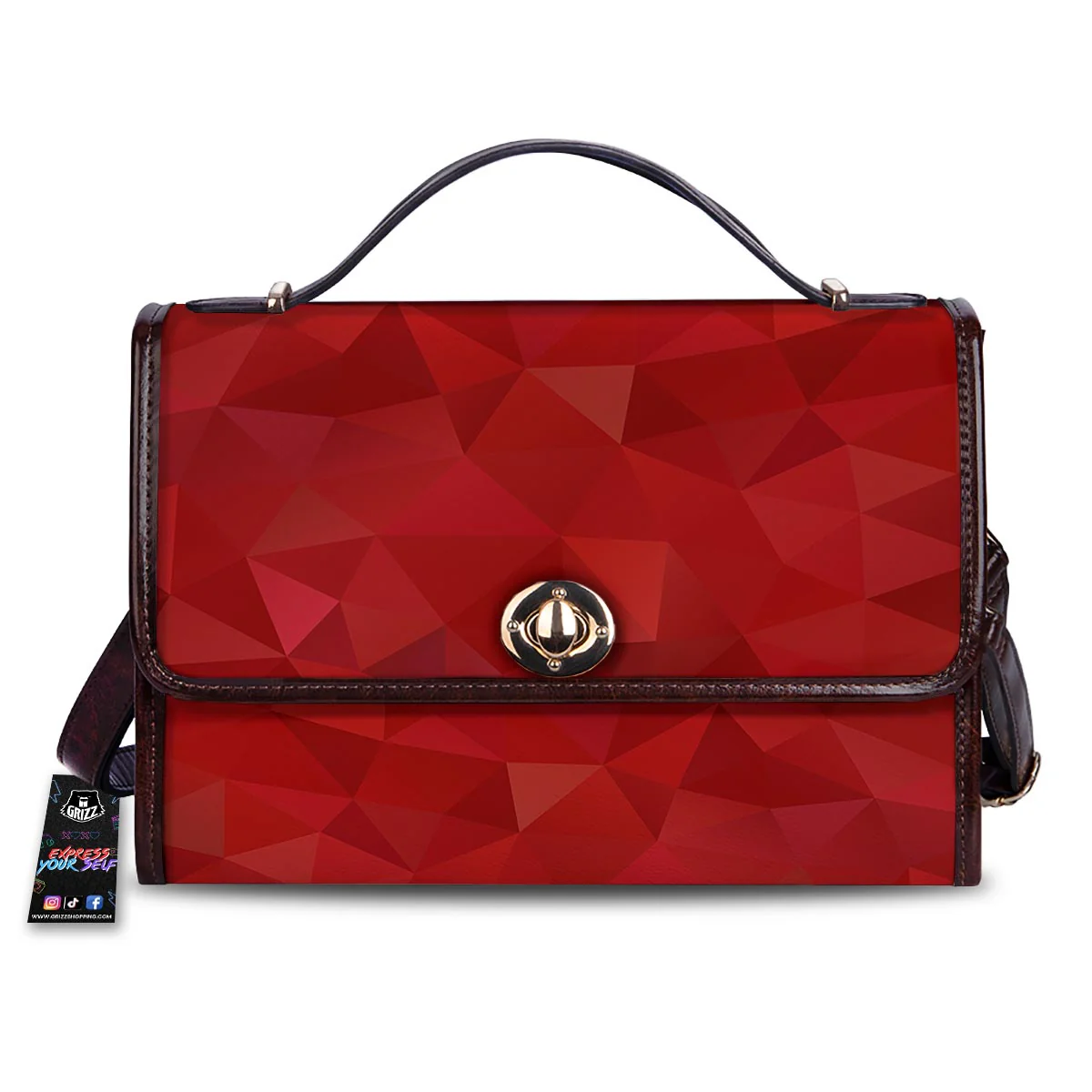 Geometric Red Print Pattern Women's Satchel Bag