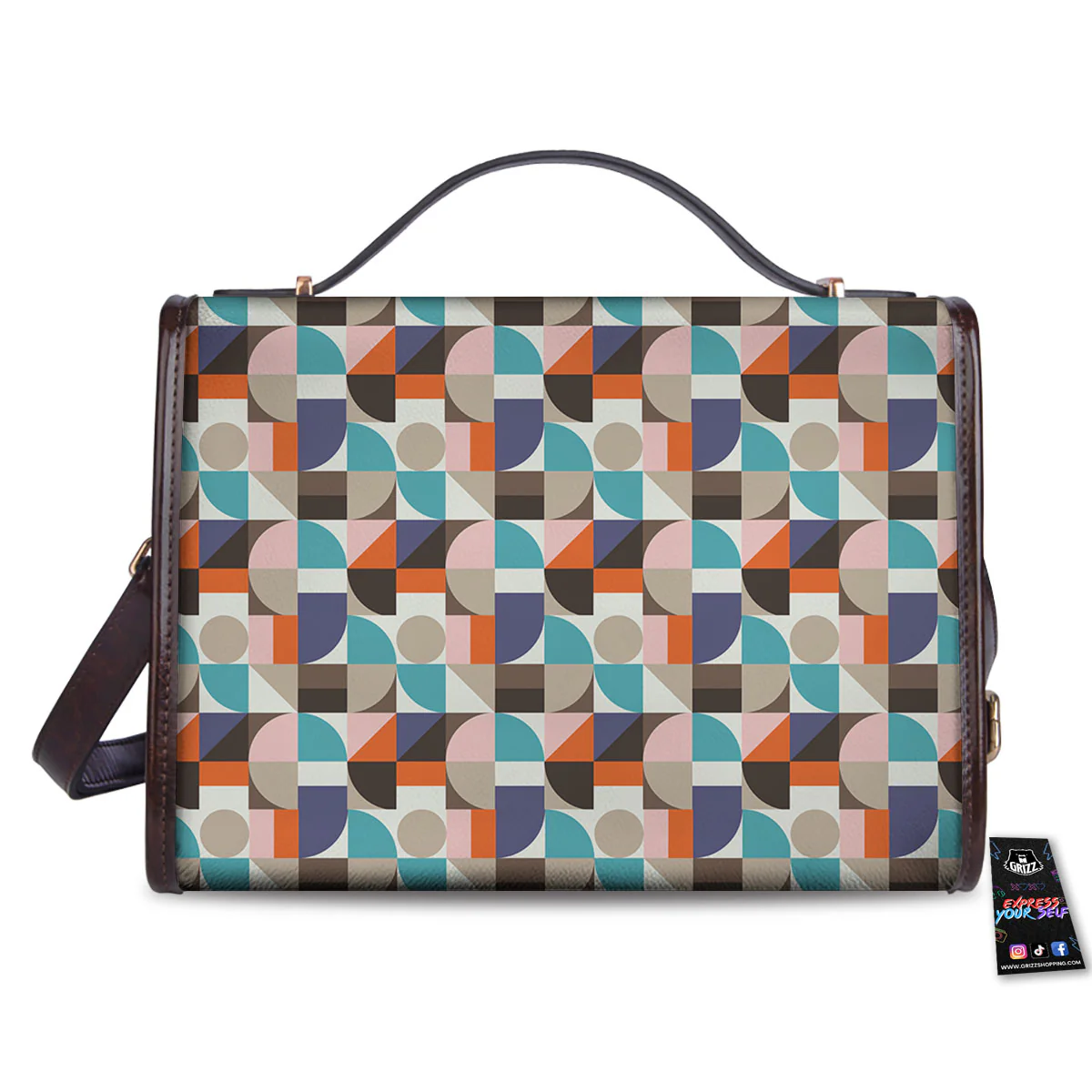 Geometric Shape Pastel Print Pattern Women's Satchel Bag - Image 2