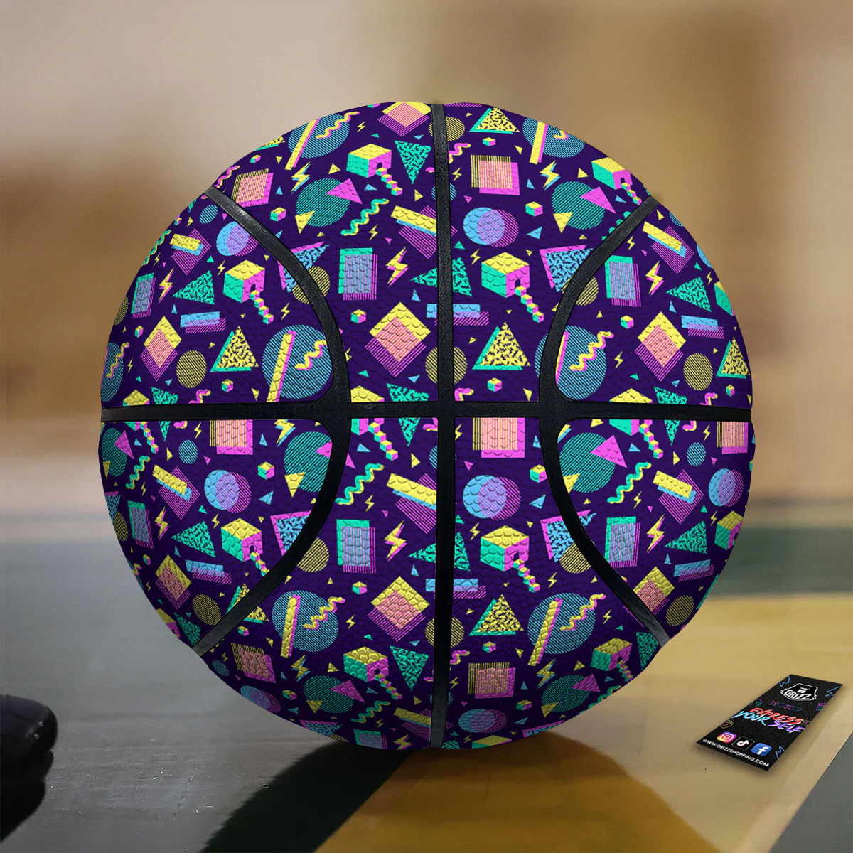 Geometric Shapes Neon Print Pattern Basketball