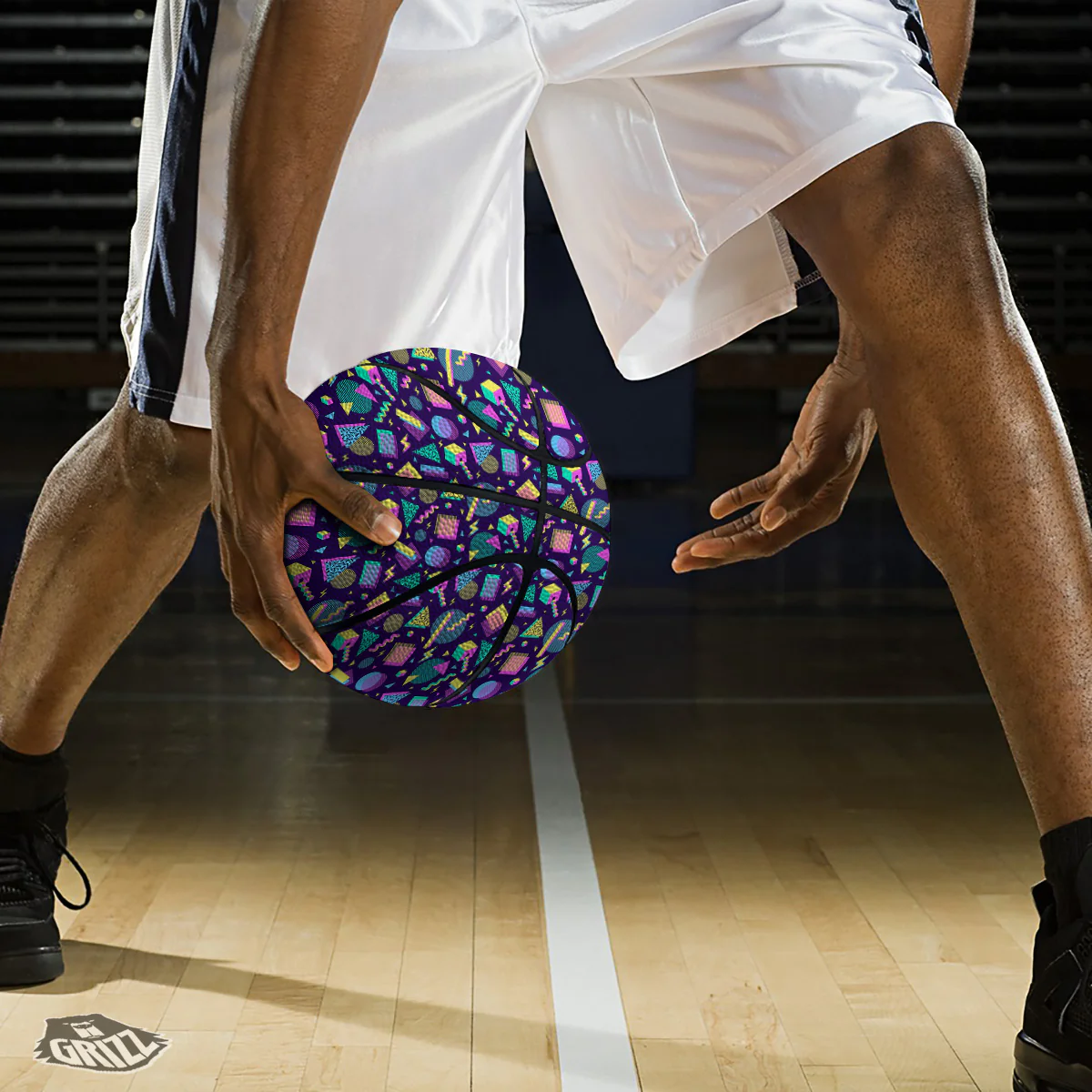 Geometric Shapes Neon Print Pattern Basketball - Image 3