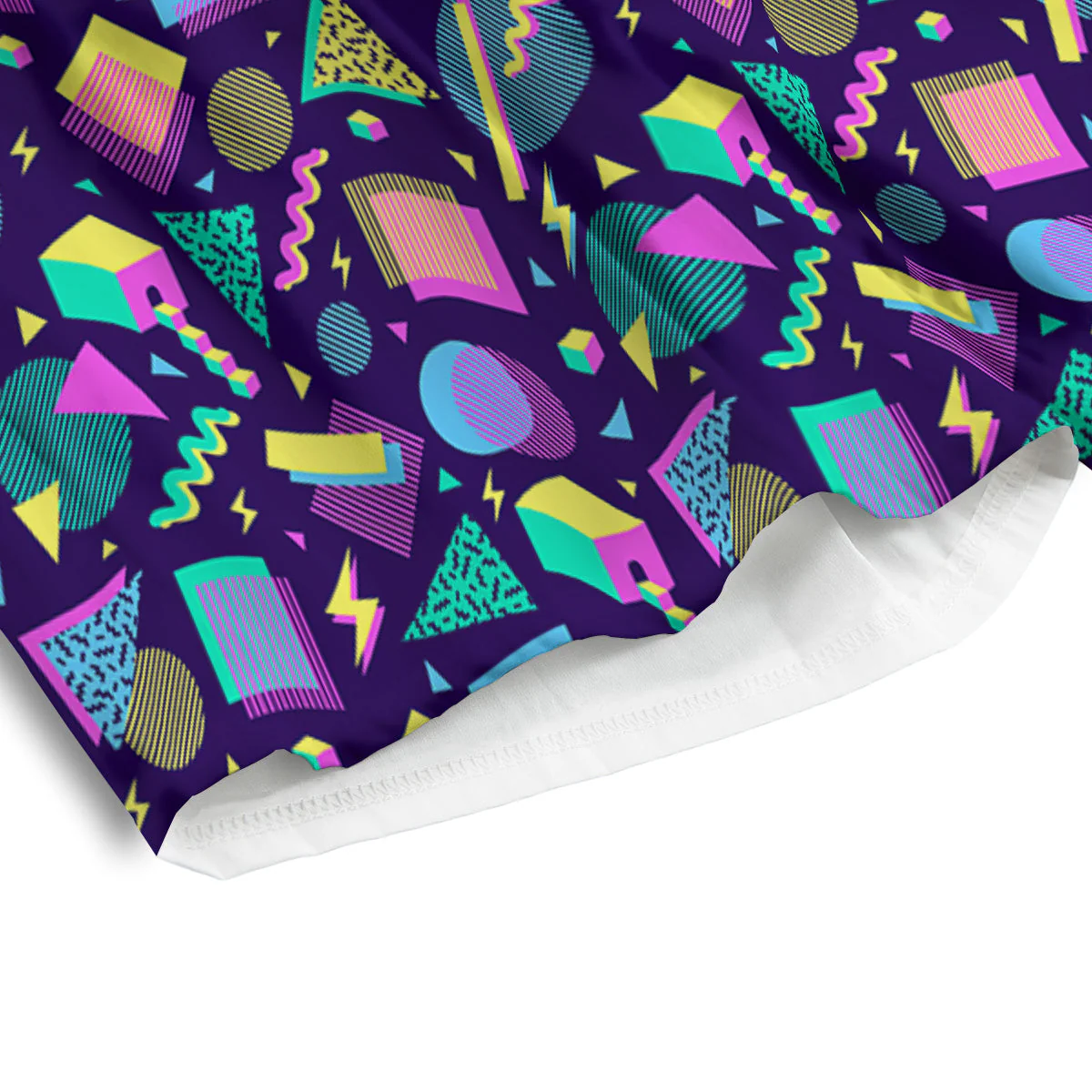 Geometric Shapes Neon Print Pattern Men's Athletic Shorts - Image 4