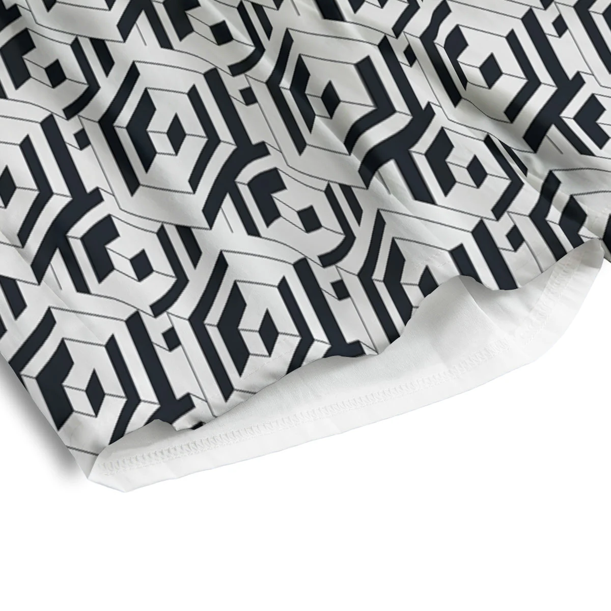 Geometric Simple Black And White Print Pattern Men's Athletic Shorts - Image 4