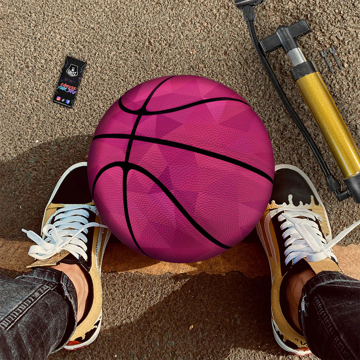 Geometric Square Pink Print Pattern Basketball - Image 2