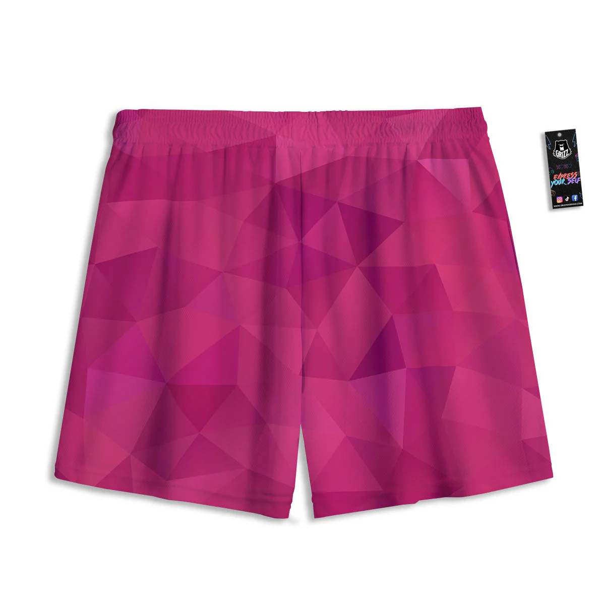 Geometric Square Pink Print Pattern Mesh Shorts - Image 2