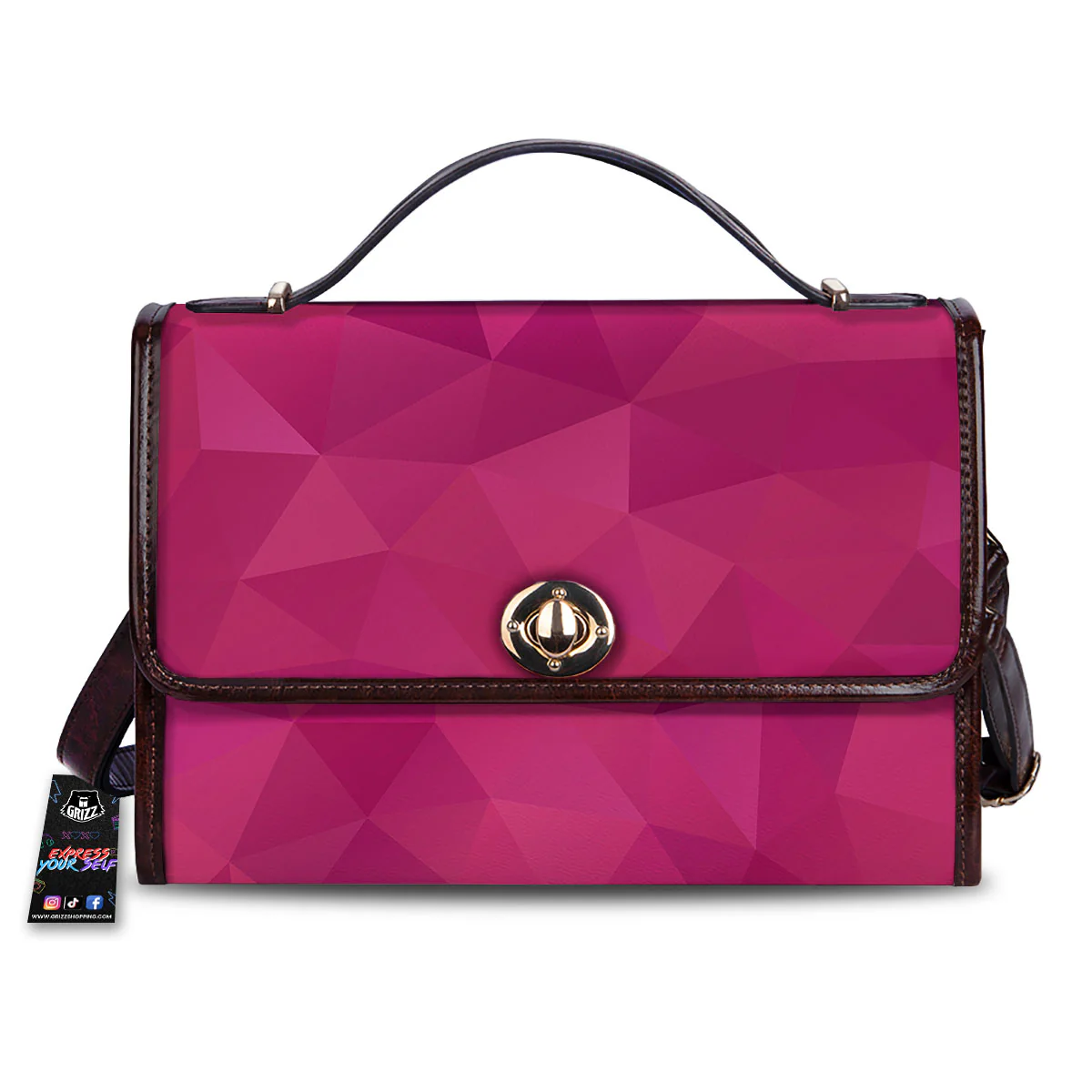 Geometric Square Pink Print Pattern Women's Satchel Bag