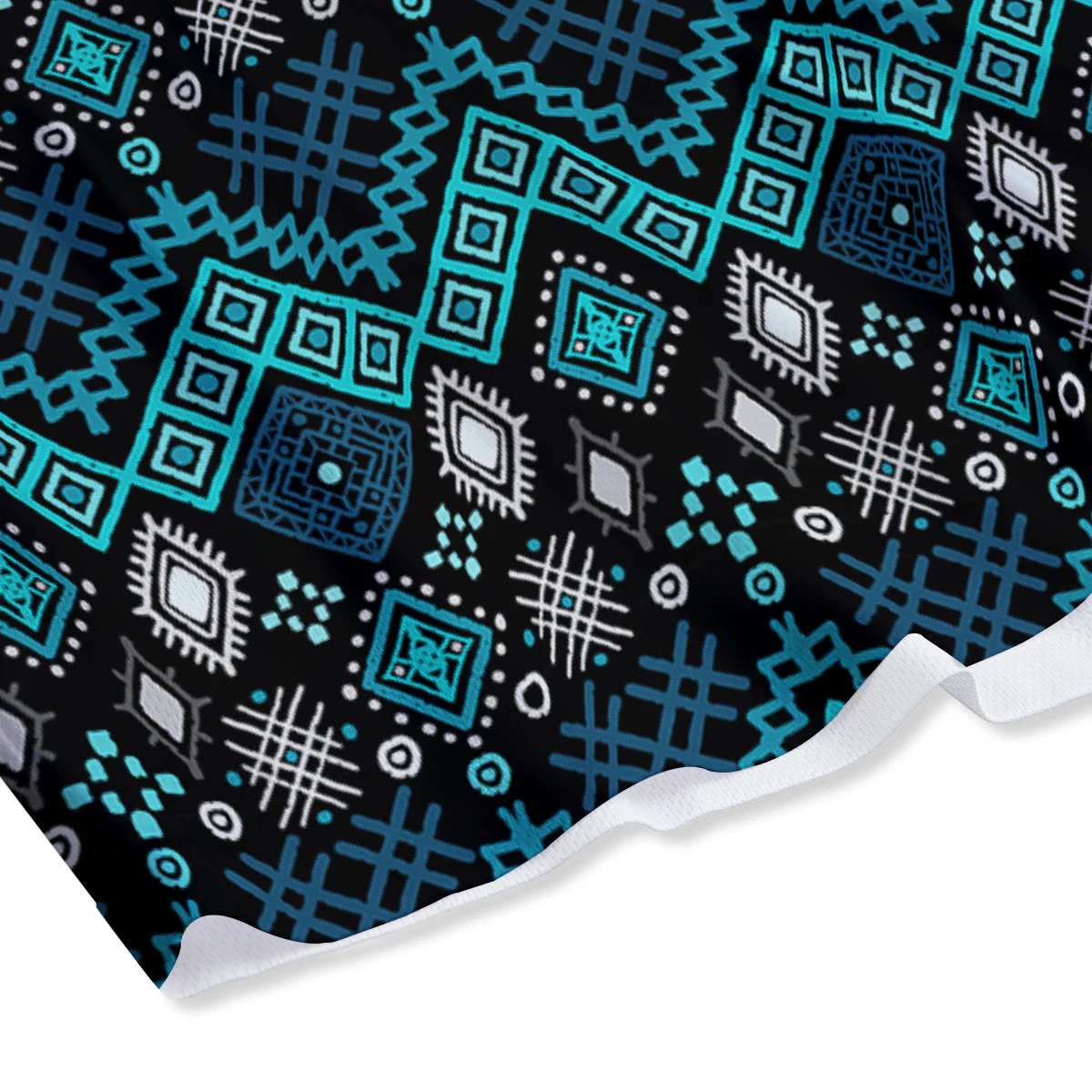 Geometric Turquoise Aztec Print Pattern Mesh Shorts - Image 4
