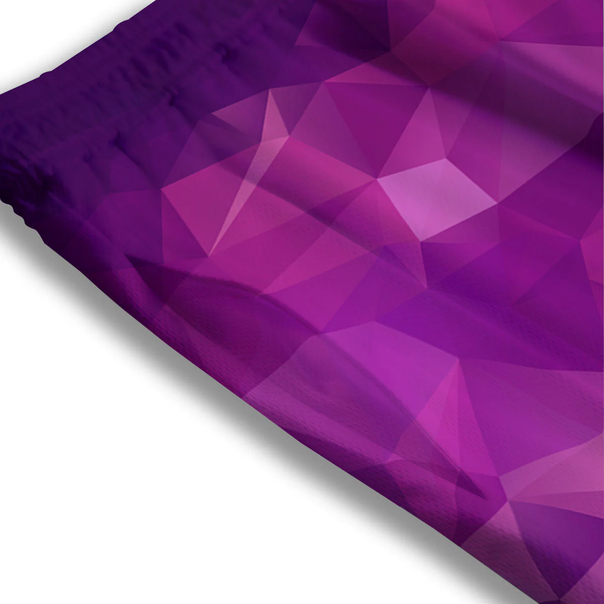 Geometric Violet Polygonal Print Mesh Shorts - Image 3