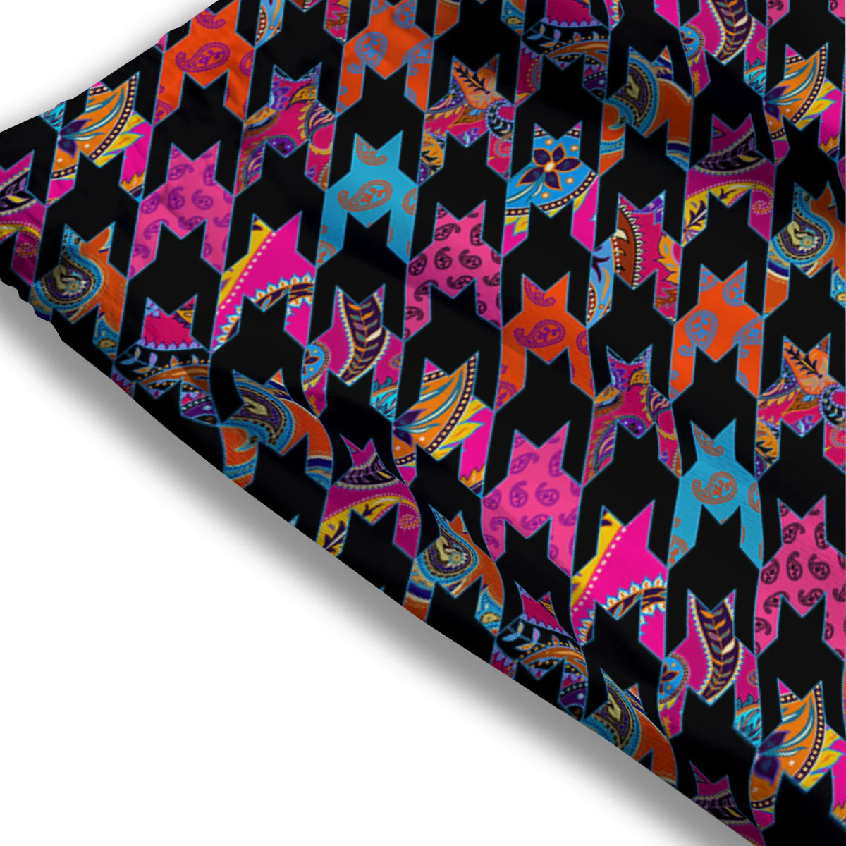 Geometrical Houndstooth And Paisley Print Pattern Mesh Shorts - Image 3