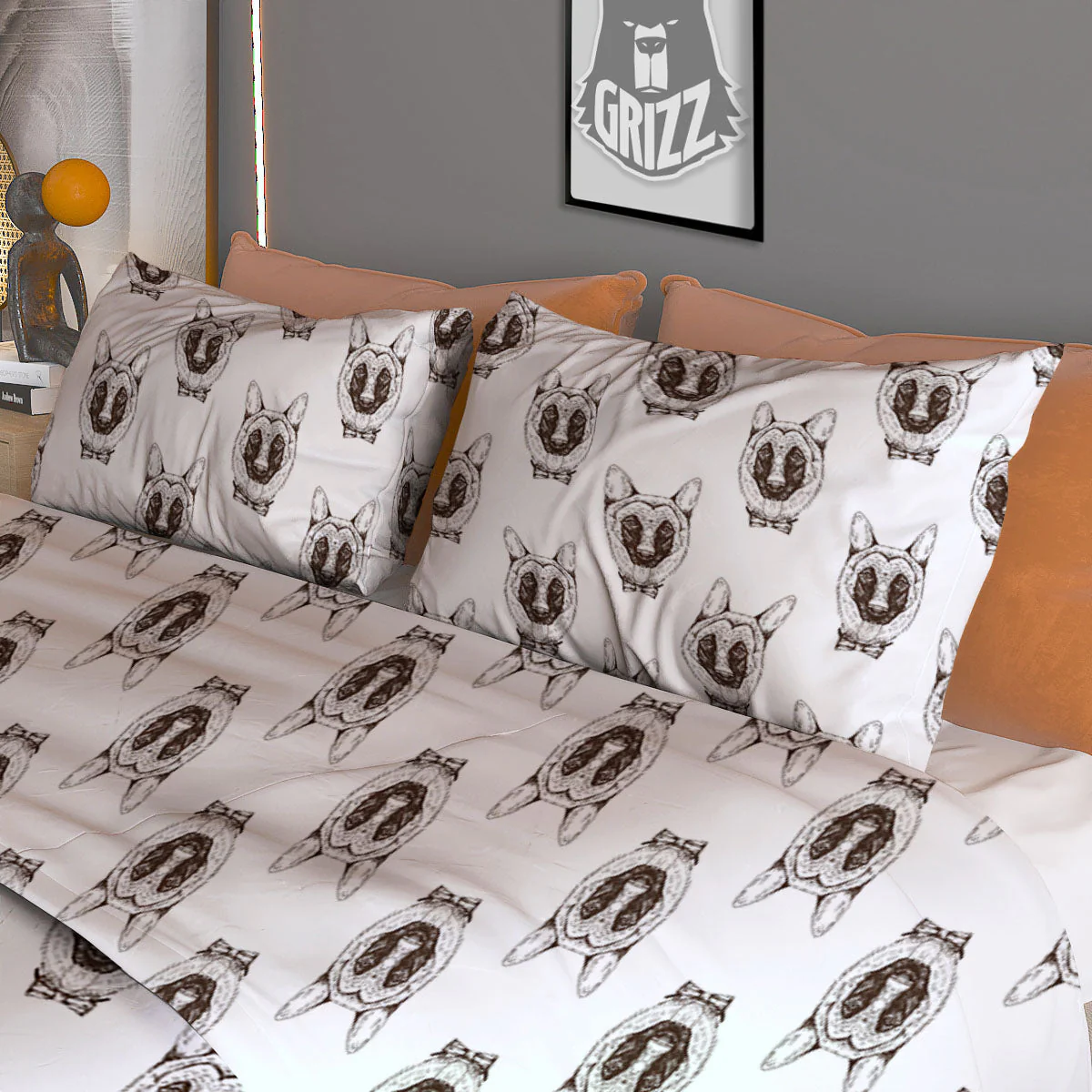 German Shepherd Drawing Print Pattern Duvet Cover Bedding Set - Image 3