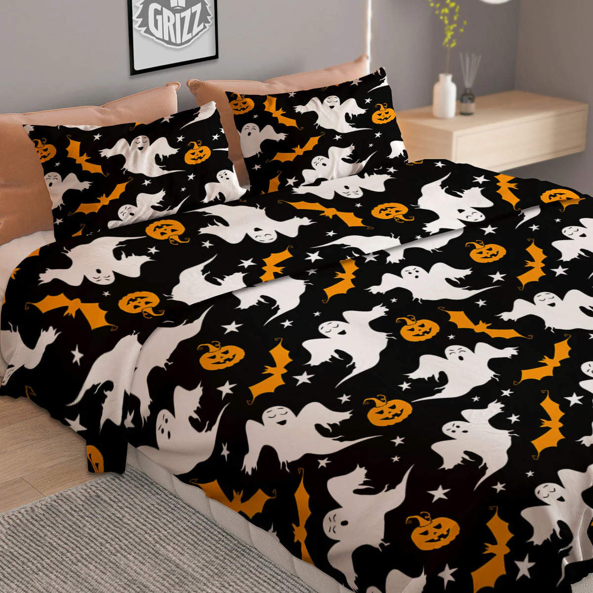 Ghost Halloween Print Pattern Duvet Cover Bedding Set - Image 2