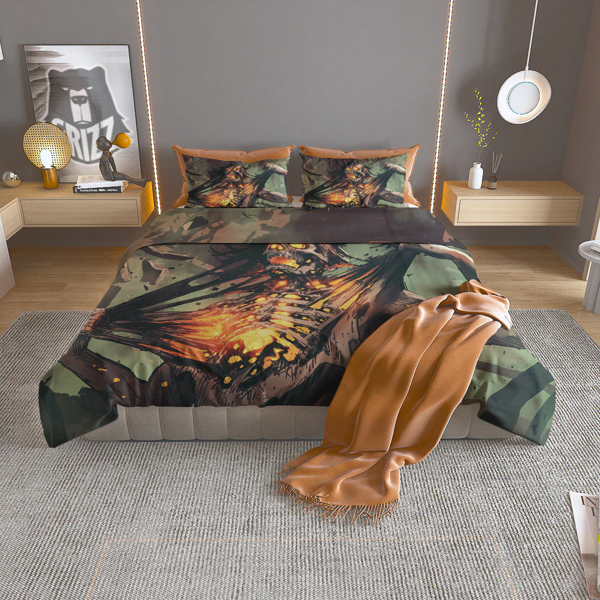 Ghost Skeleton Print Duvet Cover Bedding Set