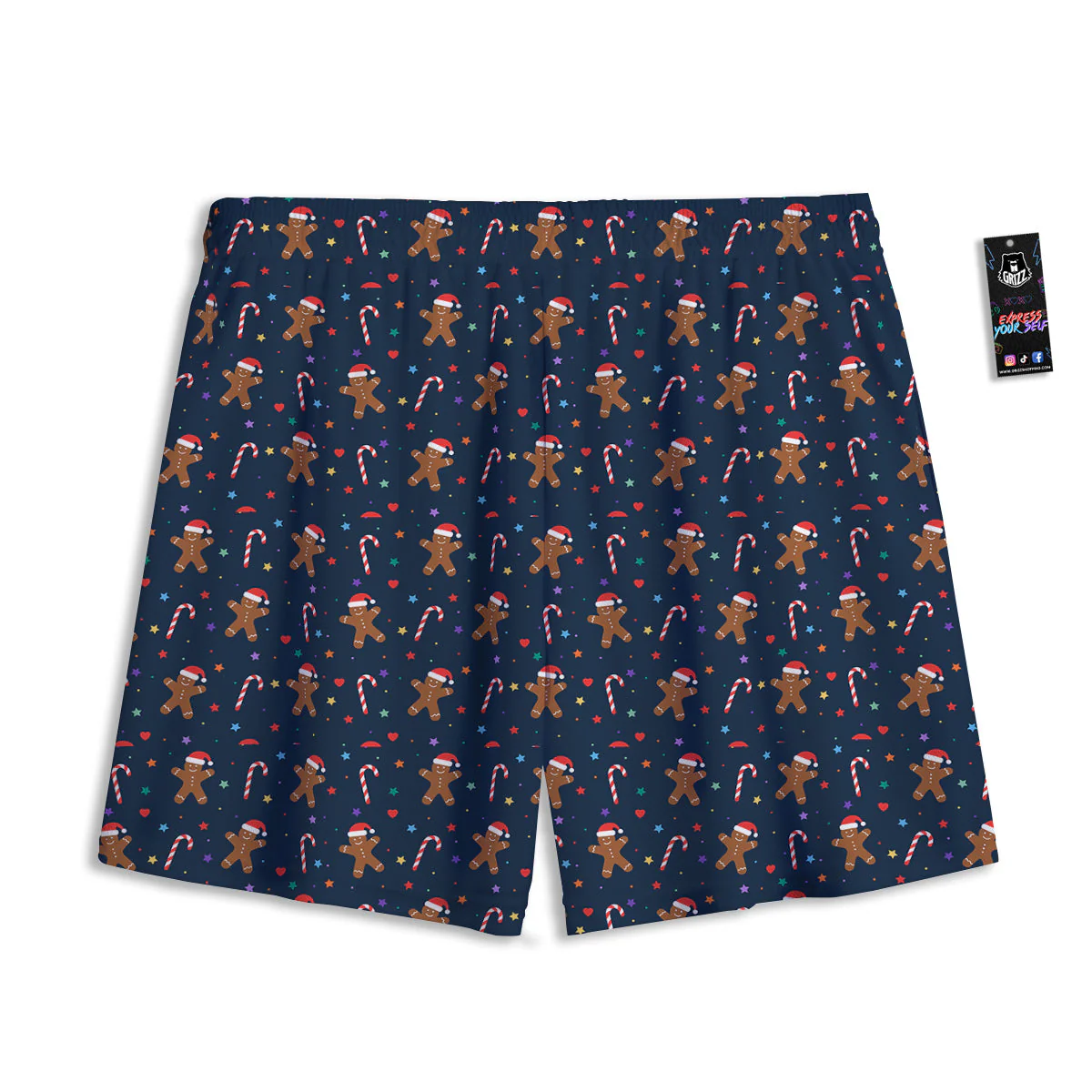 Gingerbread Christmas Print Pattern Mesh Shorts - Image 2