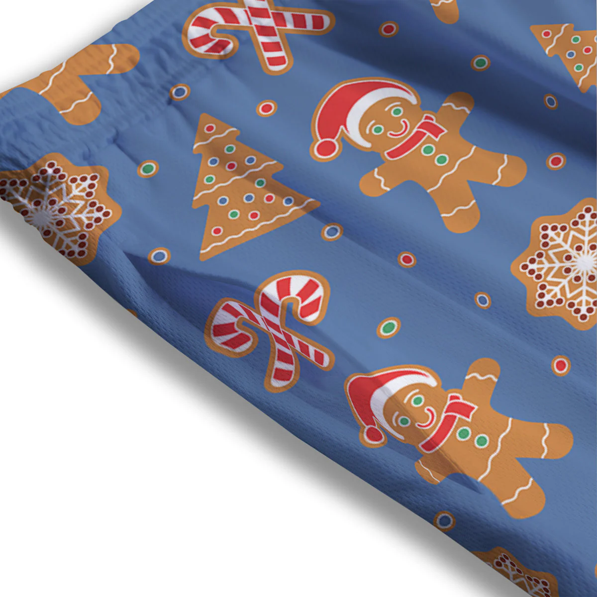 Gingerbread Man Xmas Print Pattern Mesh Shorts - Image 3