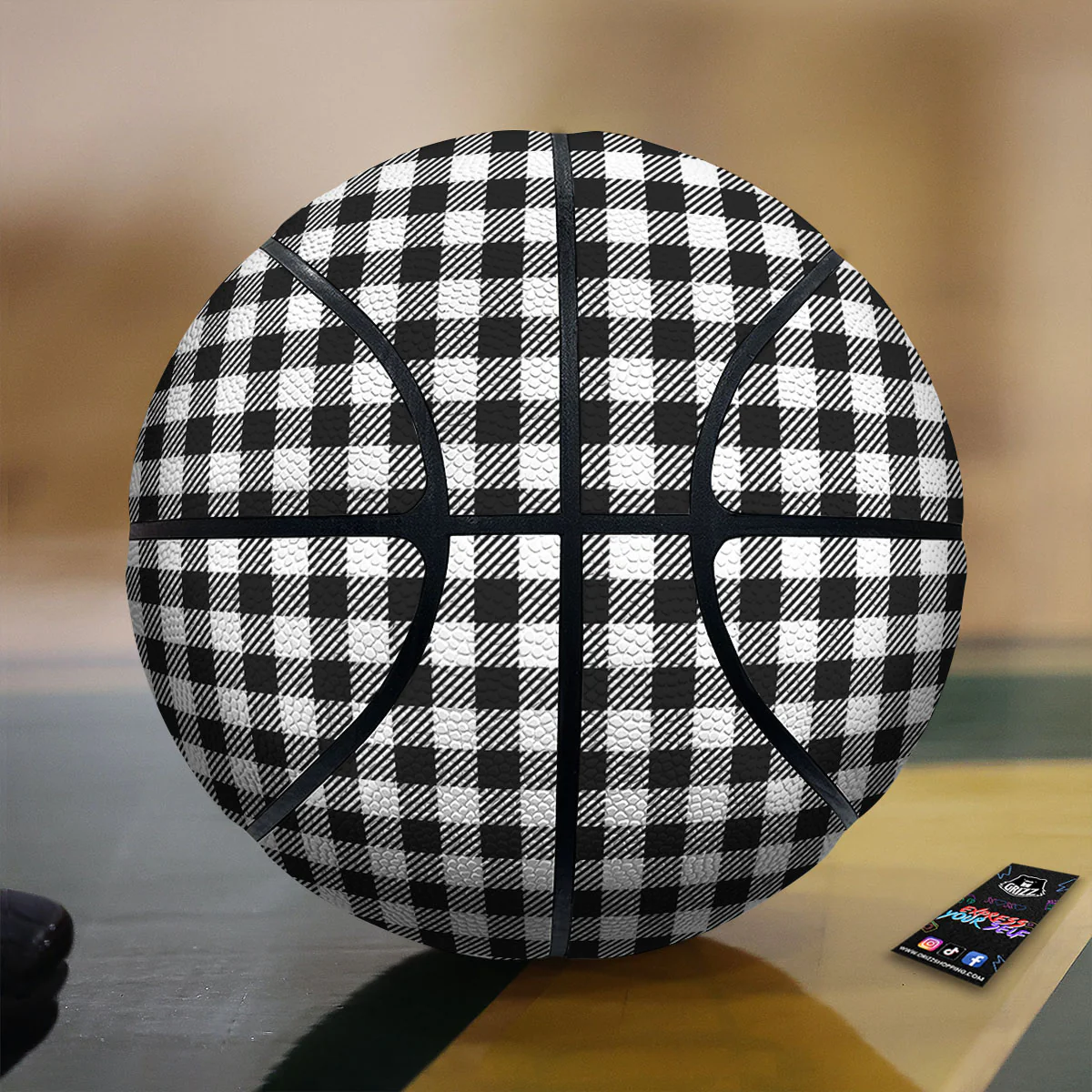 Gingham White And Black Print Pattern Basketball