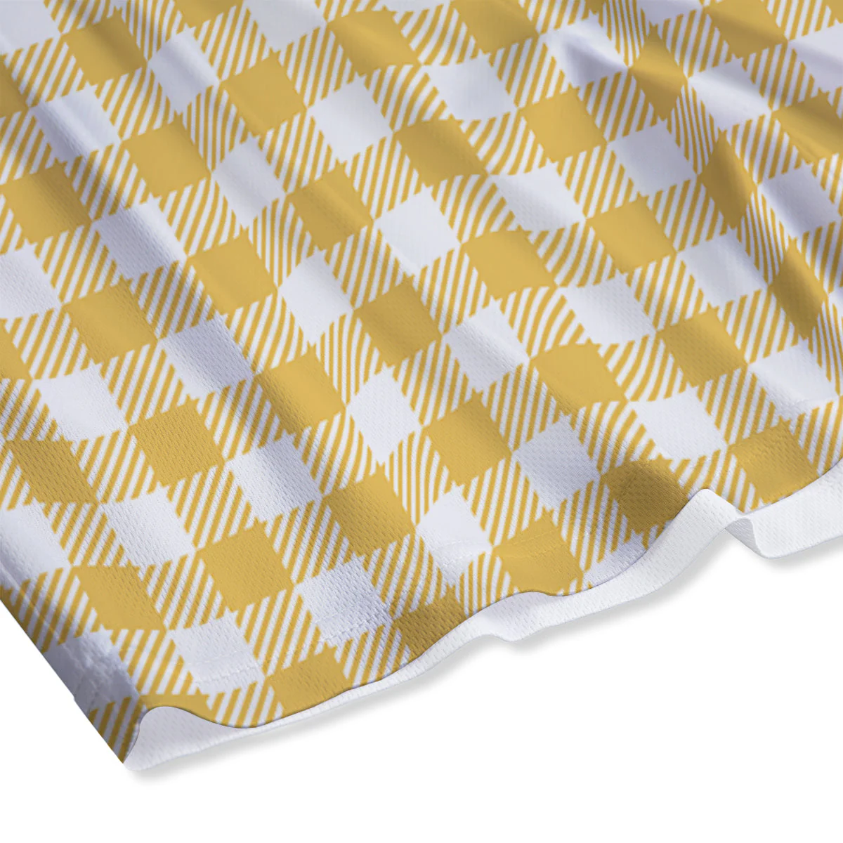 Gingham Yellow And White Print Pattern Mesh Shorts - Image 4