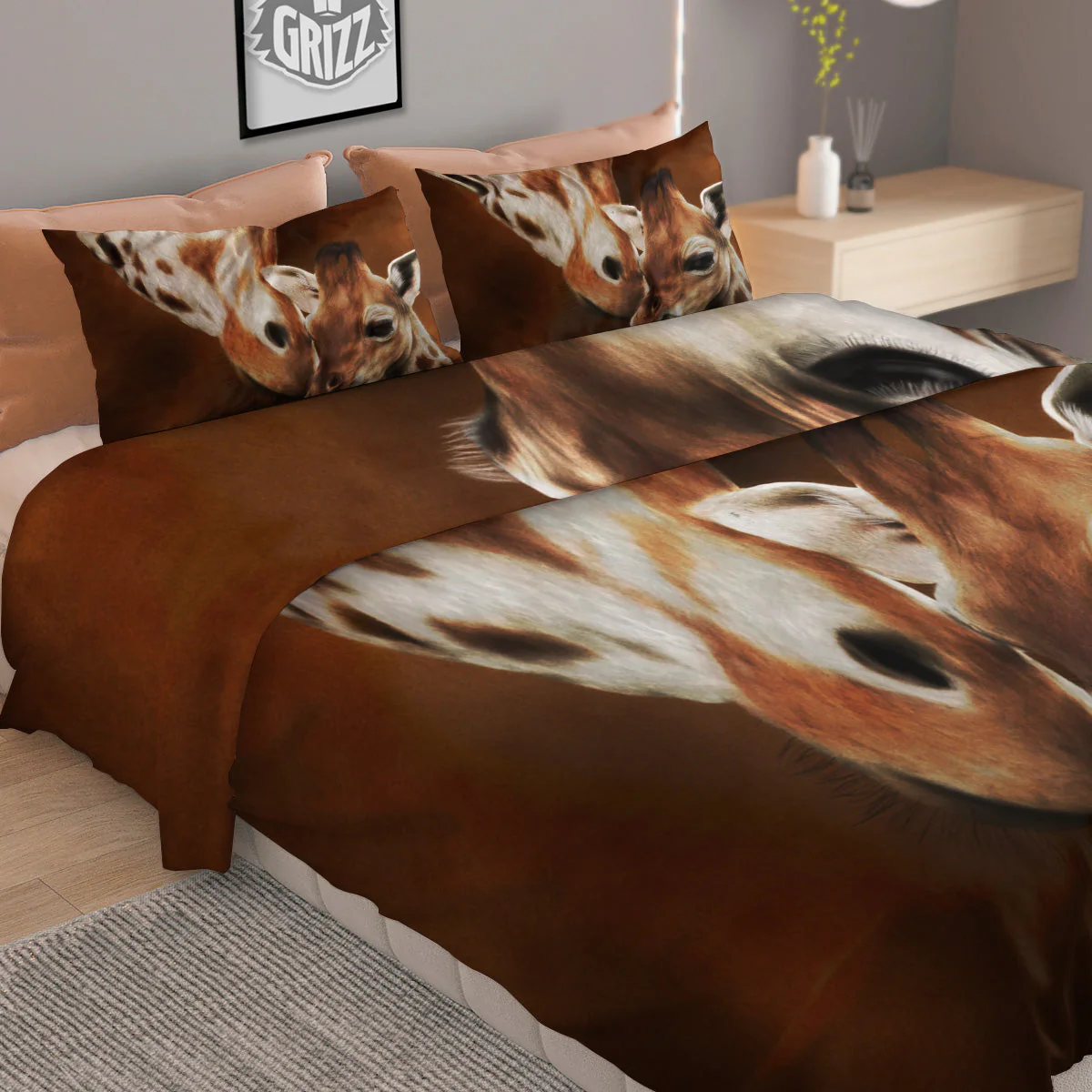 Giraffe Brown Print Duvet Cover Bedding Set - Image 2