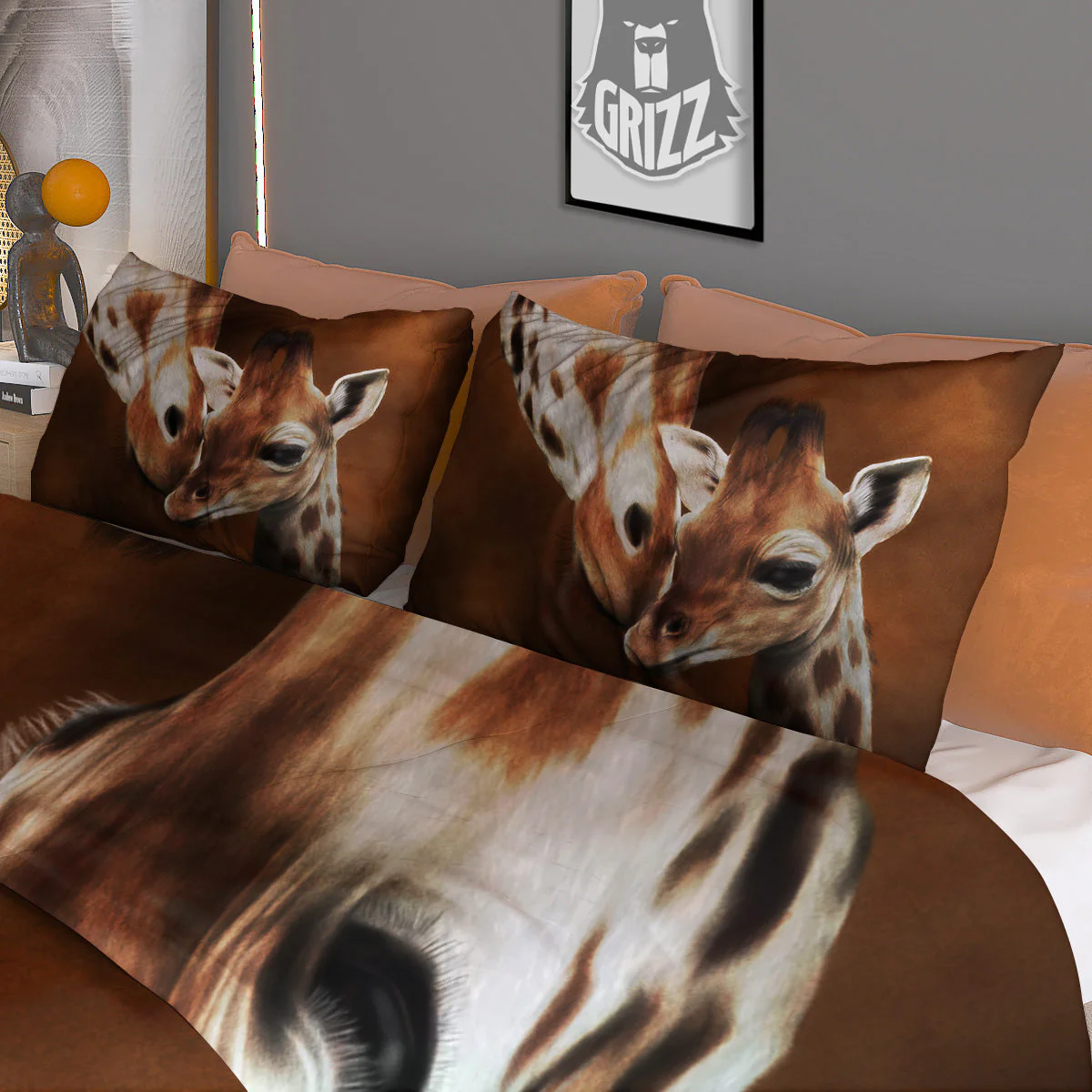 Giraffe Brown Print Duvet Cover Bedding Set - Image 3