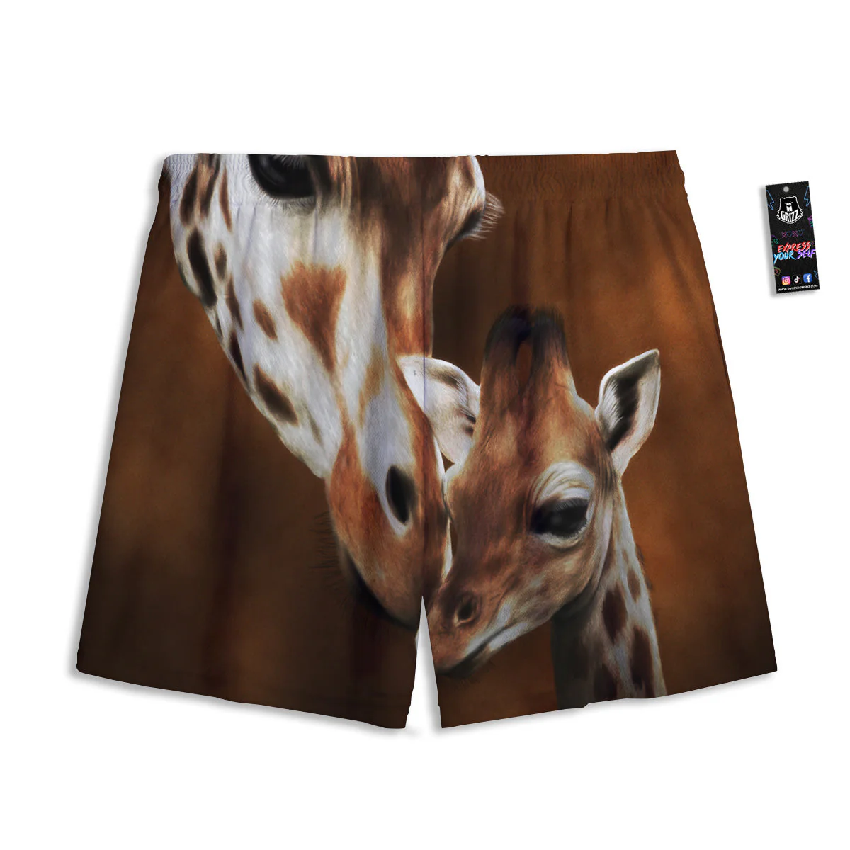 Giraffe Brown Print Mesh Shorts - Image 2