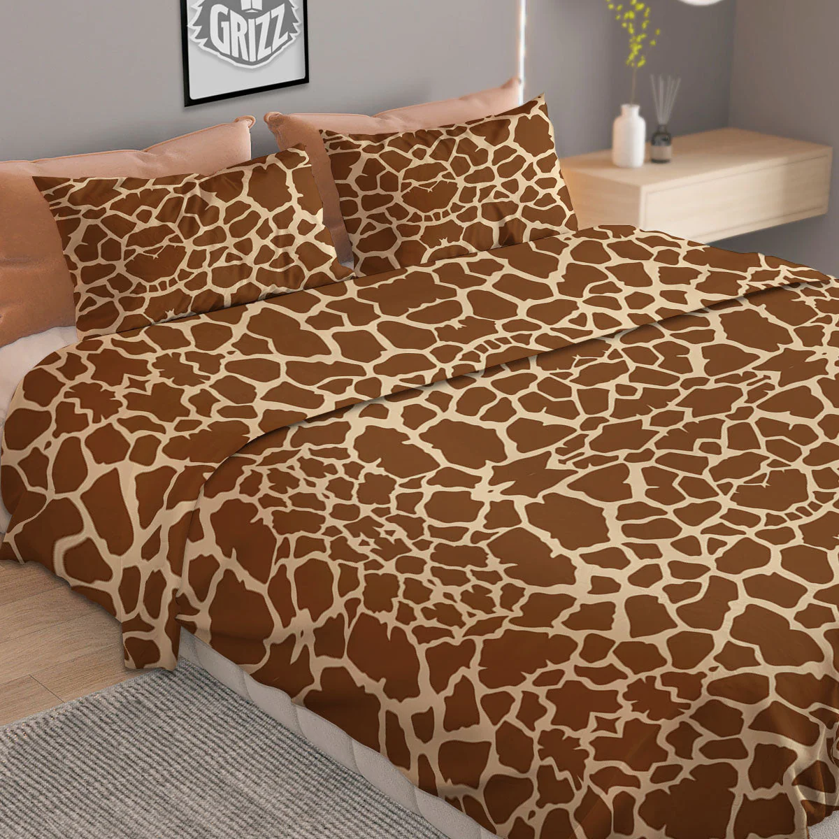 Giraffe Brown Print Pattern Duvet Cover Bedding Set - Image 2