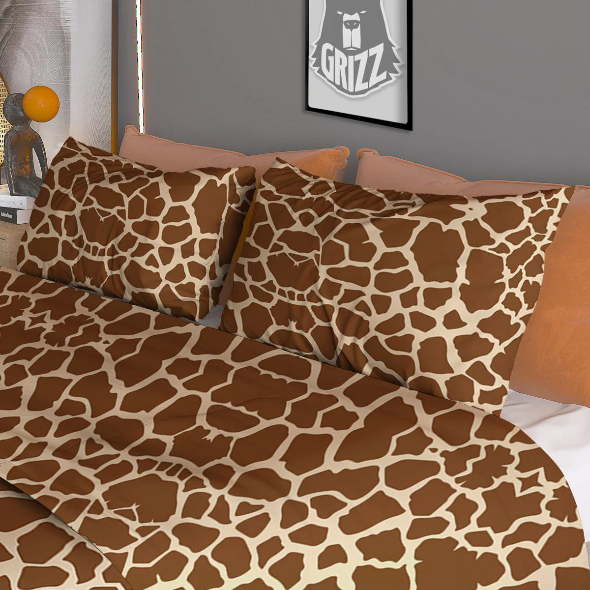 Giraffe Brown Print Pattern Duvet Cover Bedding Set - Image 3