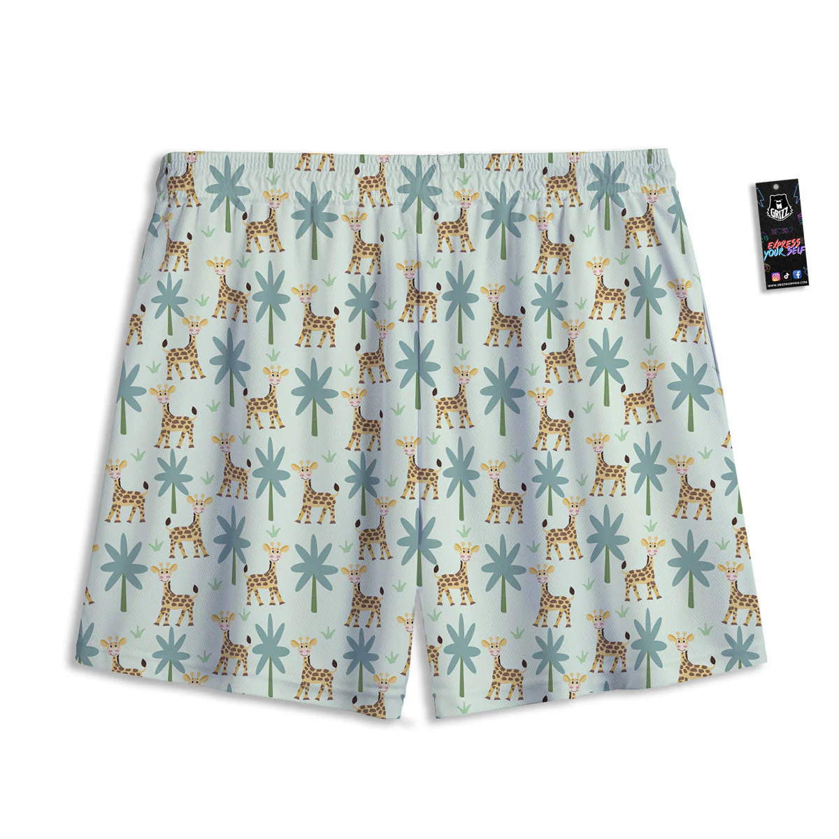 Giraffe Cartoon Print Pattern Mesh Shorts - Image 2