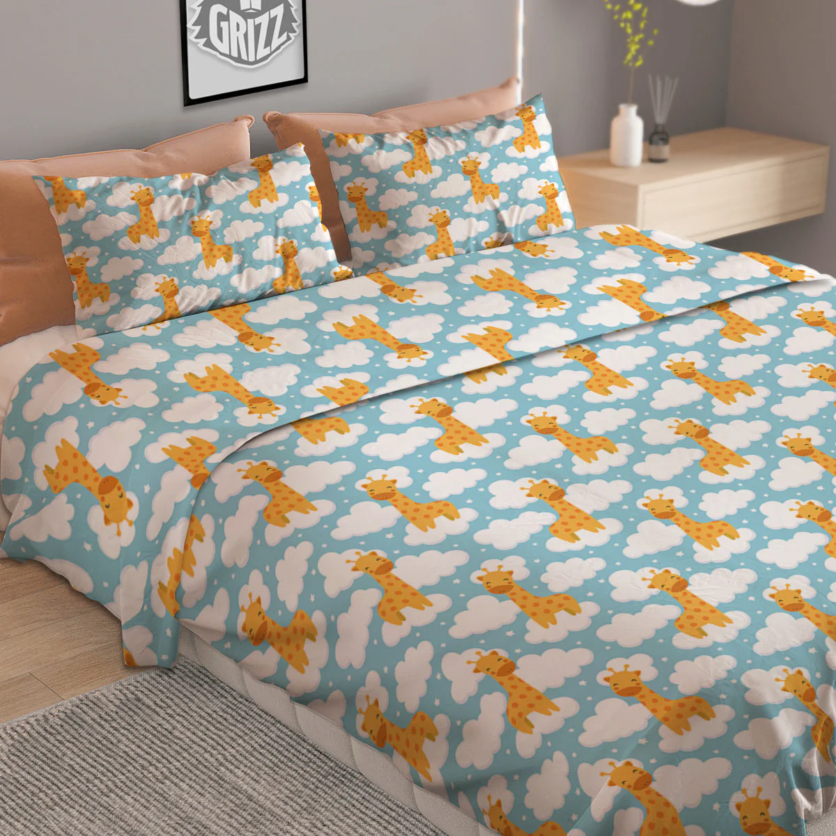 Giraffe Cute Cartoon Print Pattern Duvet Cover Bedding Set - Image 2