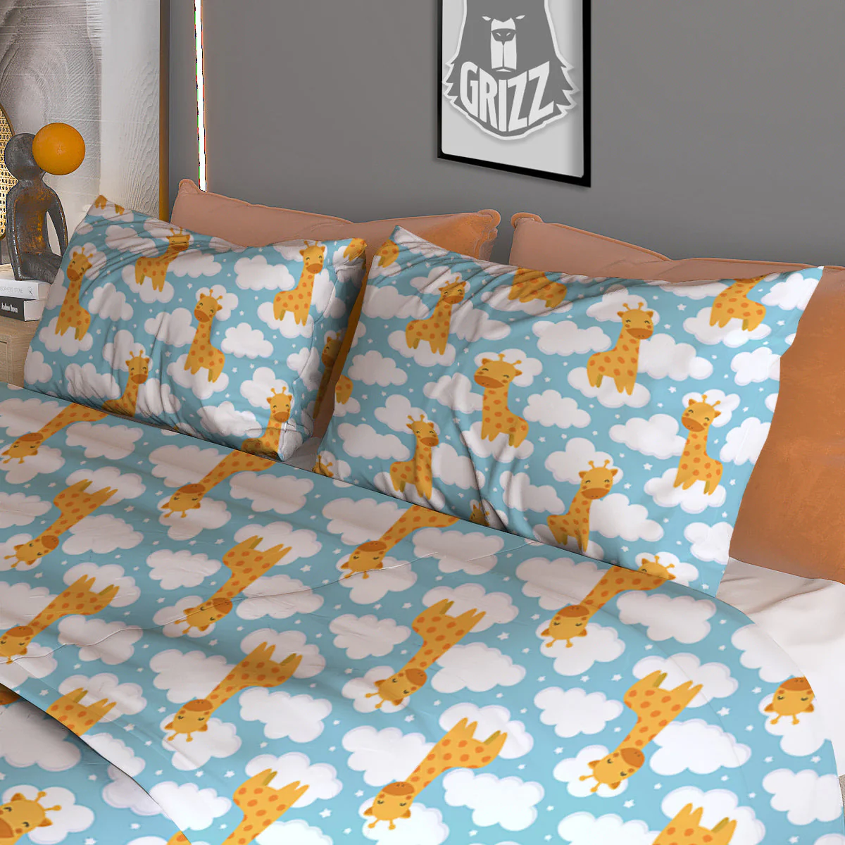 Giraffe Cute Cartoon Print Pattern Duvet Cover Bedding Set - Image 3