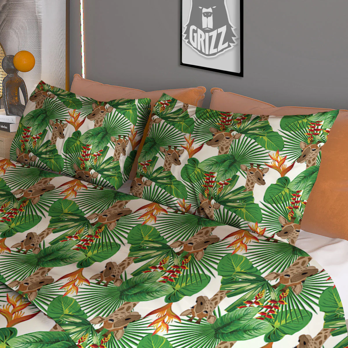 Giraffe Exotic Tropical Print Pattern Duvet Cover Bedding Set - Image 3