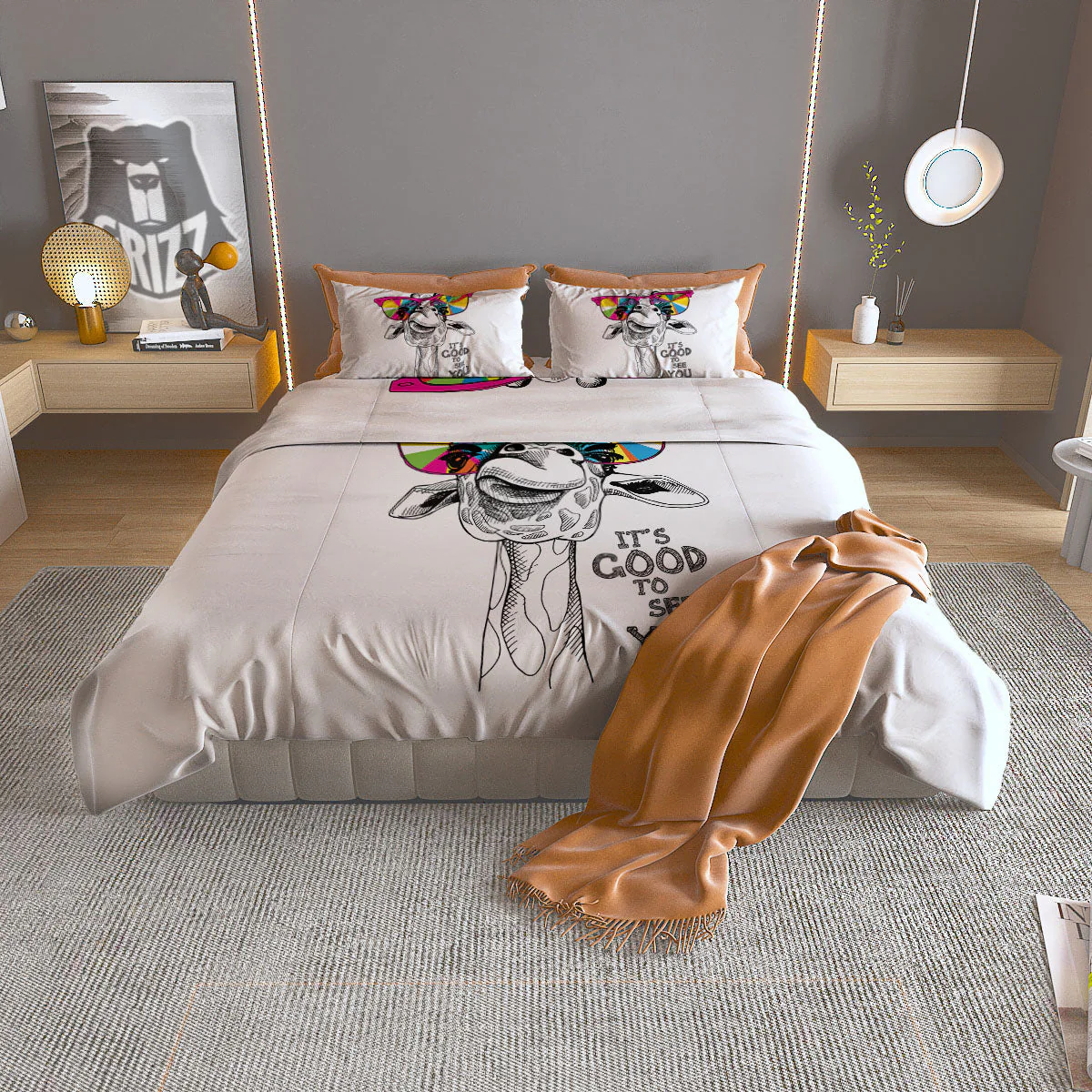 Giraffe Funny Print Duvet Cover Bedding Set