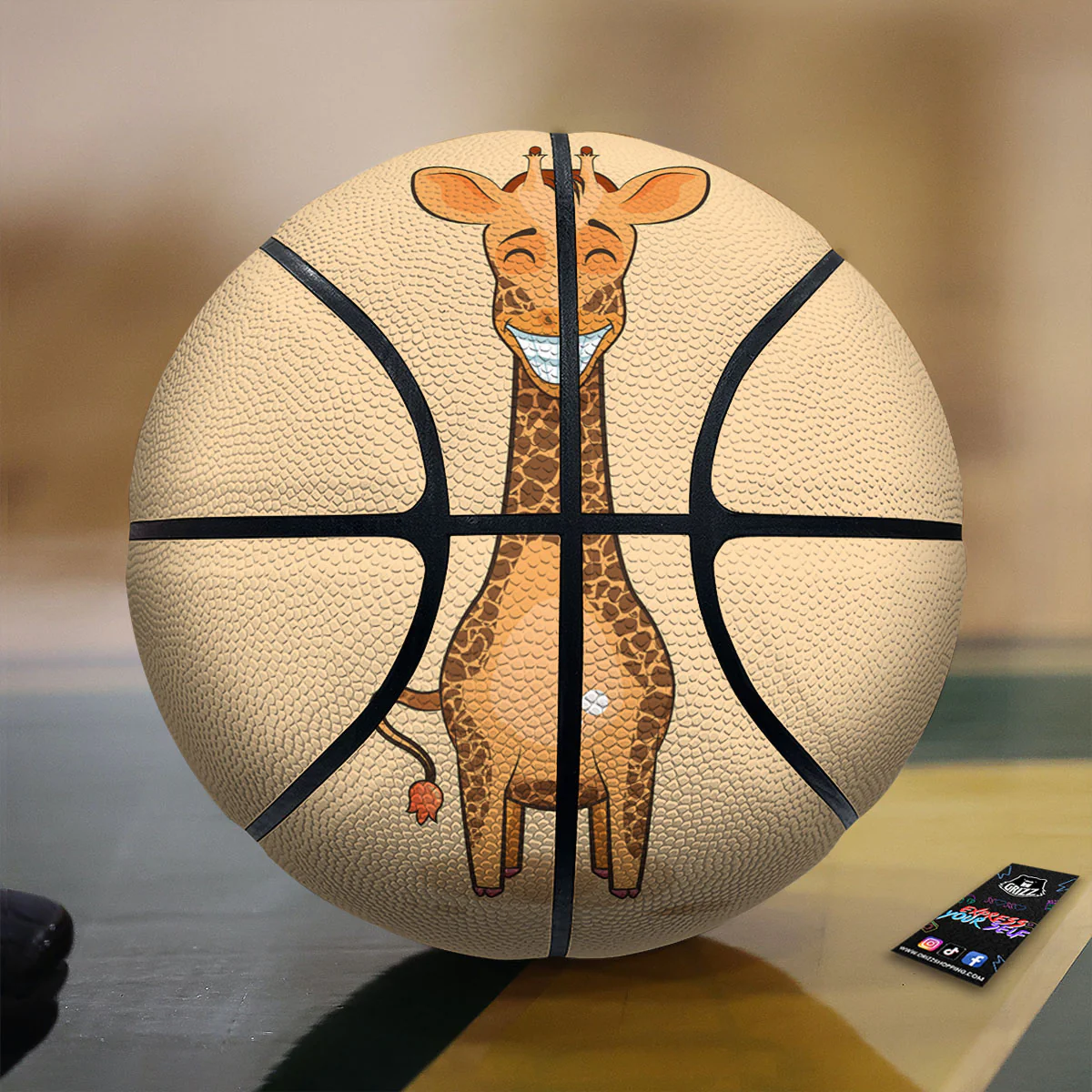 Giraffe Smiley Face Print Basketball