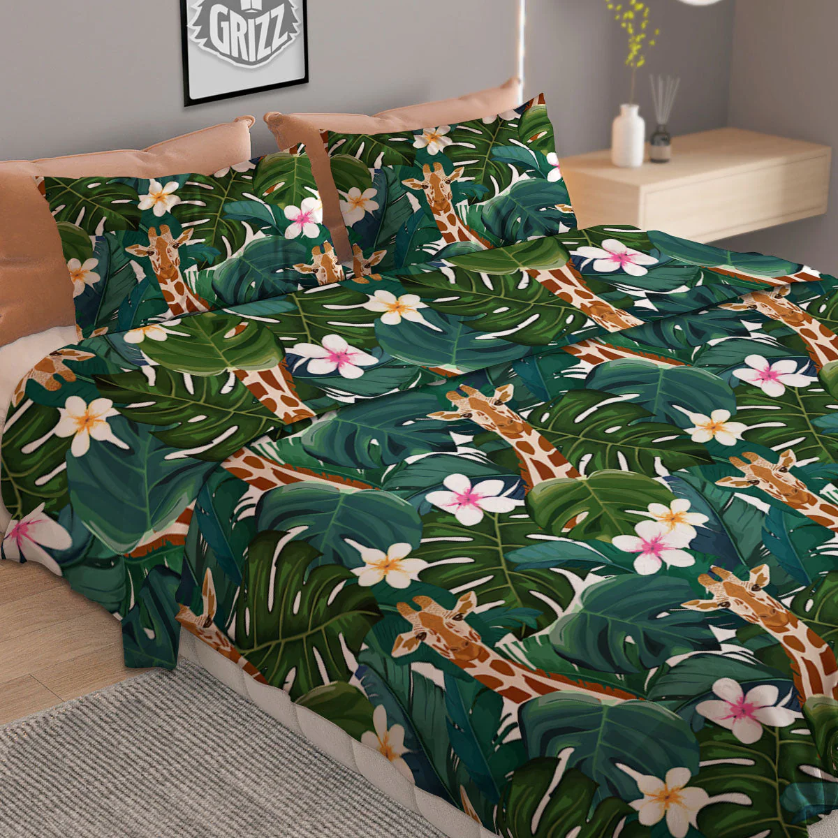 Giraffe Tropical Print Pattern Duvet Cover Bedding Set - Image 2