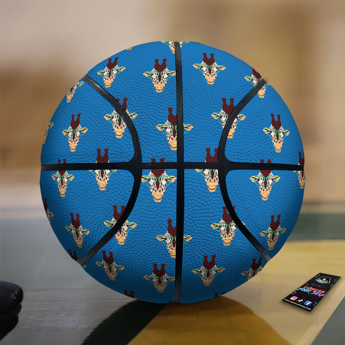 Giraffe With Glasses Print Pattern Basketball
